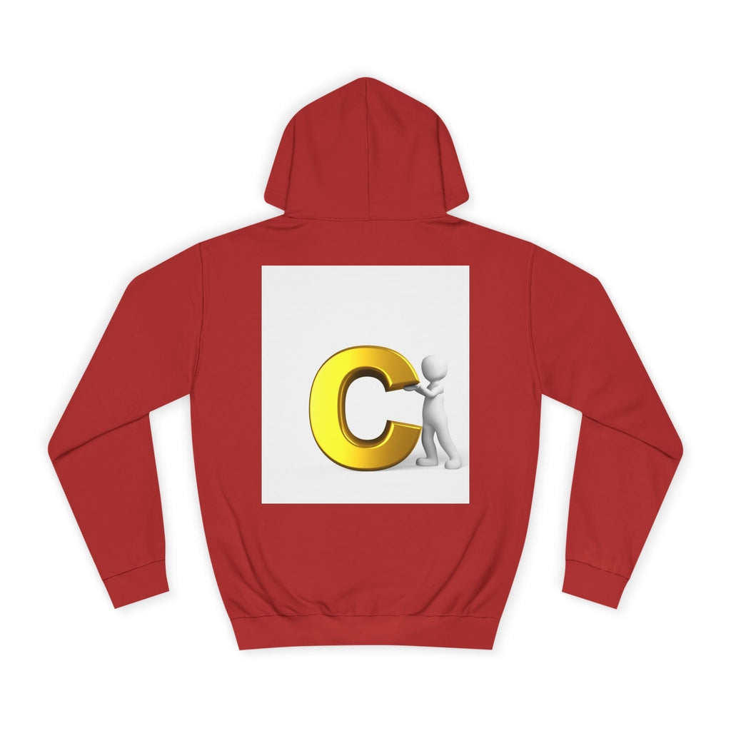 3D Yellow Letter C with Character Hoodie | Initial Monogram Sweatshirt
