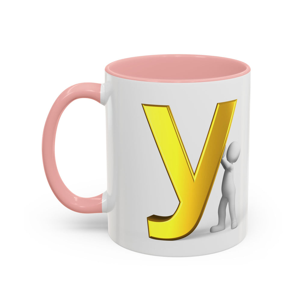 Goldener Buchstabe Y mit 3D-Figur Akzent Kaffeetasse | Initialen Monogramm