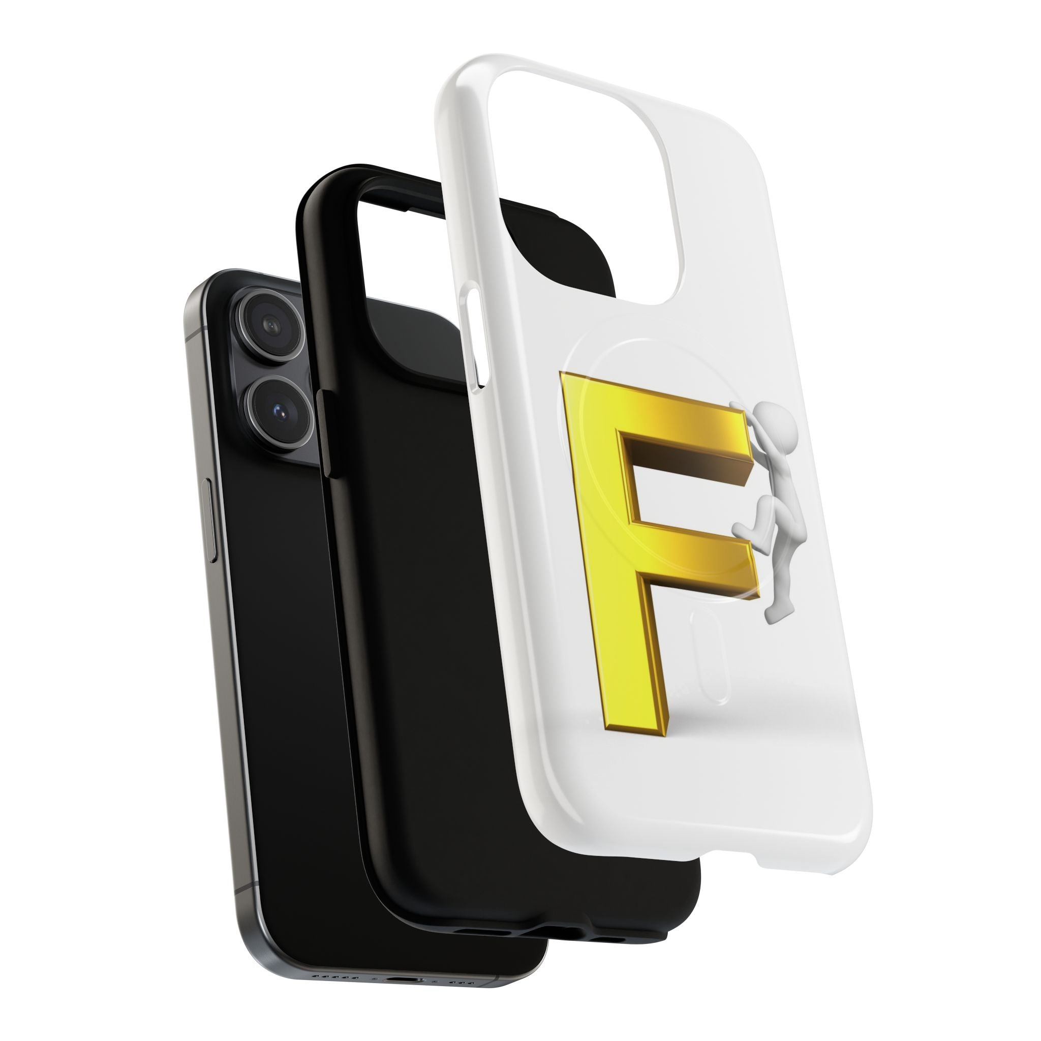 3D Gold Letter F Climber Phone Case | Magnetic Tough Case