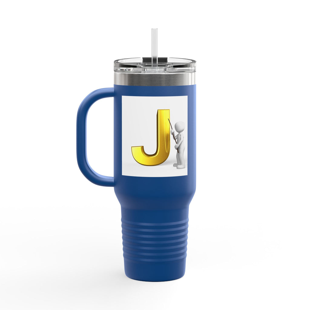 Gold Letter J Initial Travel Mug | 40oz Insulated Tumbler