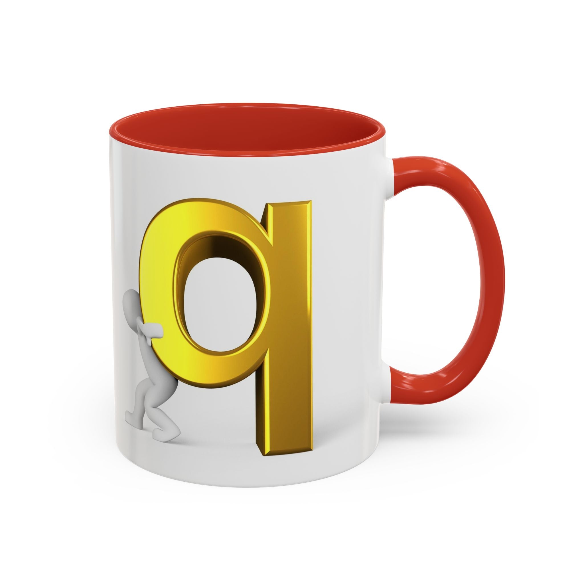 Gold Letter Q Push Character Mug | Accent Coffee Mug 11oz 15oz