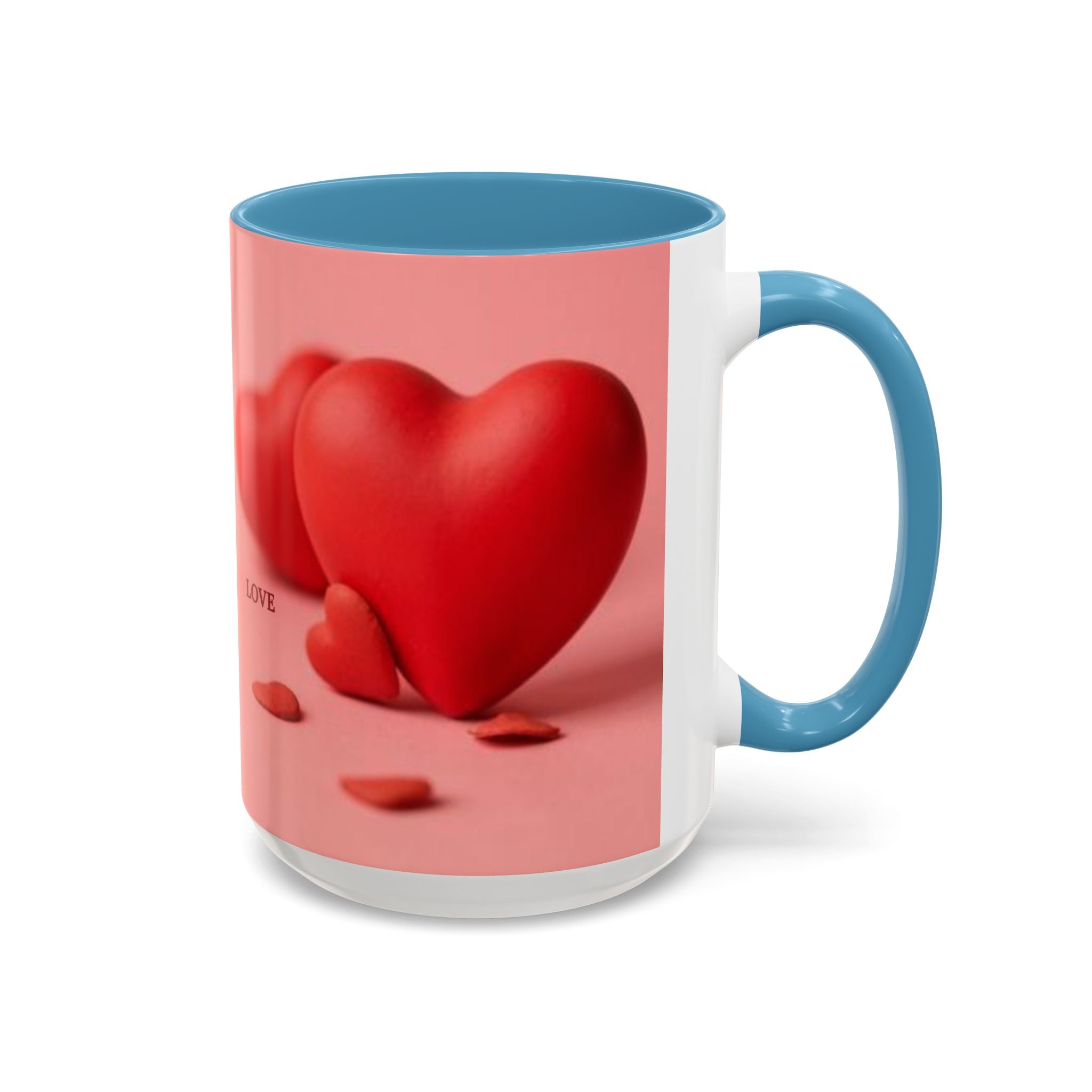 Red Heart Love Design Accent Coffee Mug | Valentine Heart Ceramic Mug