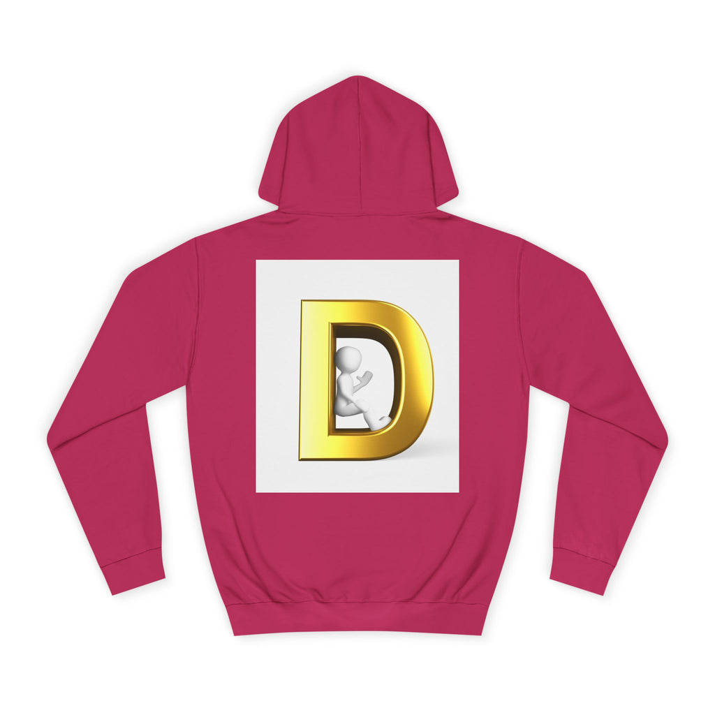 Gold Letter D Hoodie | Monogram Initial Sweatshirt, Metallic 3D Typography