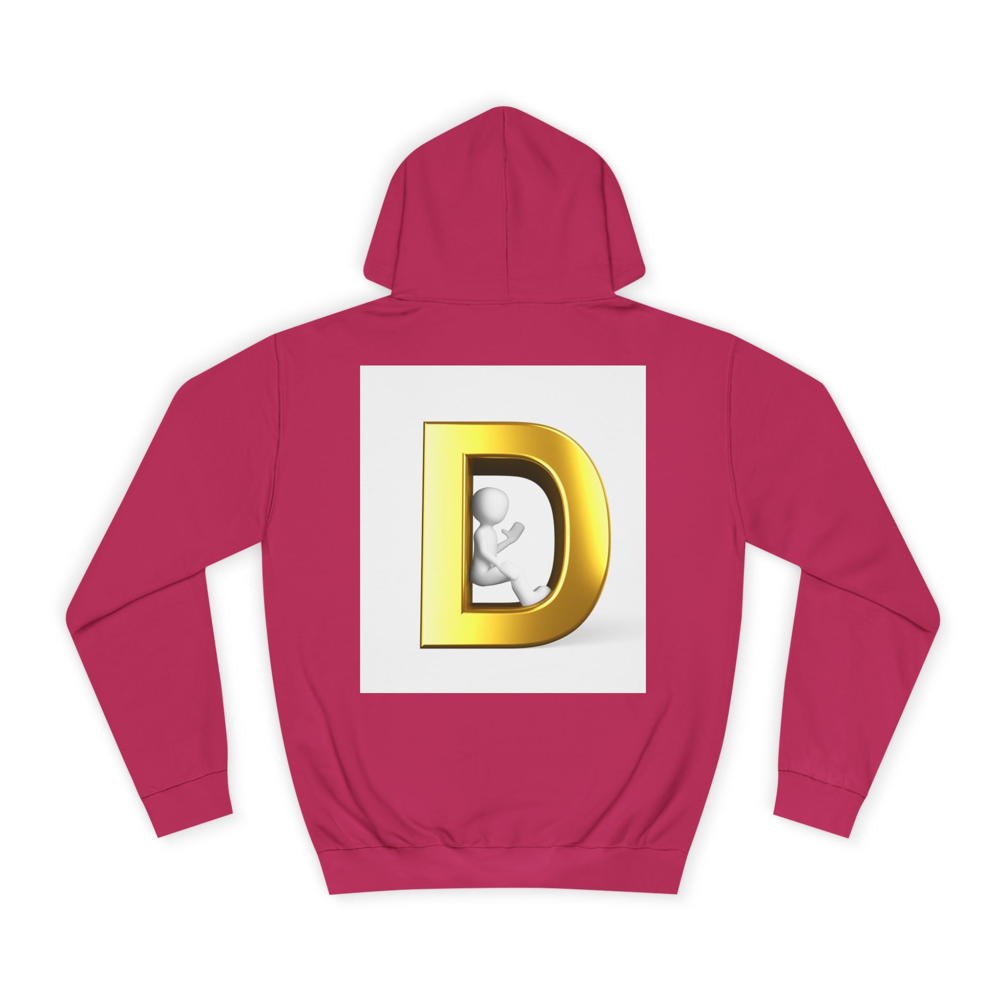 Gold Letter D Hoodie | Monogram Initial Sweatshirt, Metallic 3D Typography