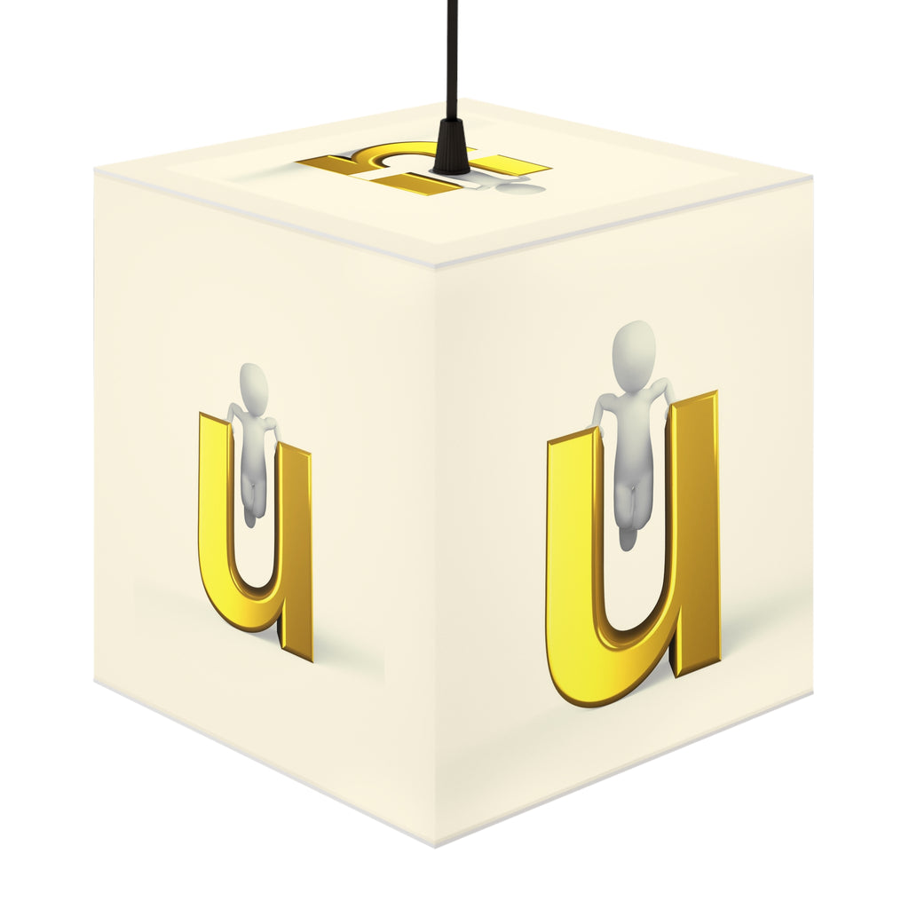 3D Gold Letter U Light Cube Lamp | Monogram Initial Pendant Light