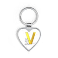 Gold Letter V Heart Keychain | Initial V Heart Key Ring