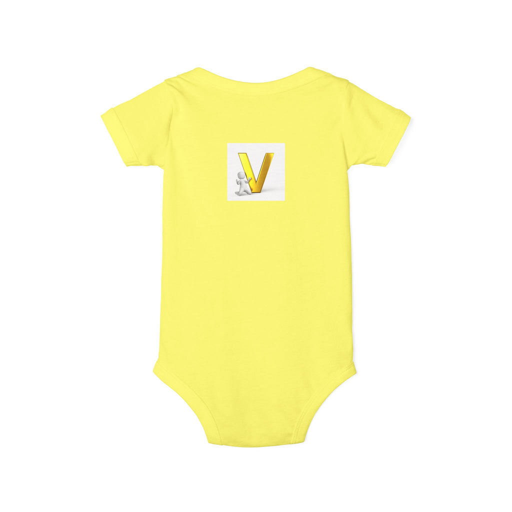 Gold Letter V Baby Bodysuit | Cute Bunny Initial Onesie