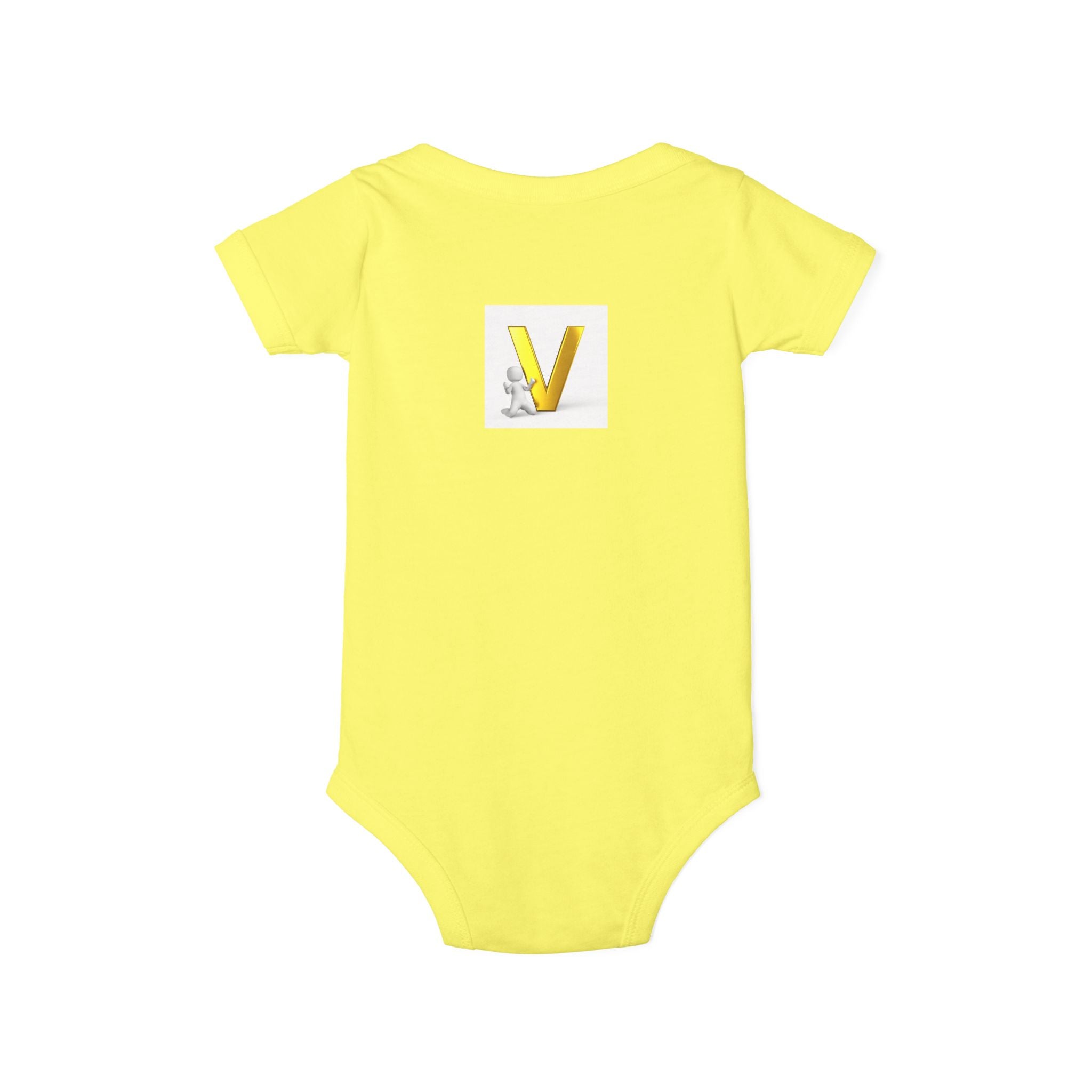Gold Letter V Baby Bodysuit | Cute Bunny Initial Onesie