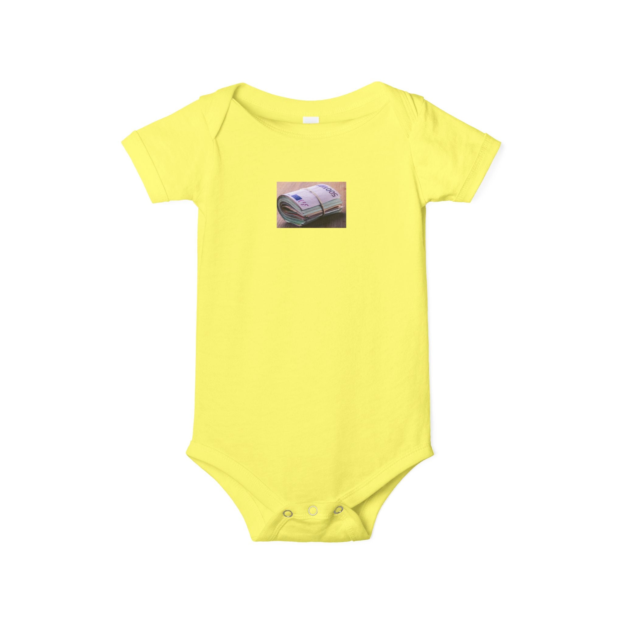 Grenouillère bébé motif pile de billets | Body imprimé argent