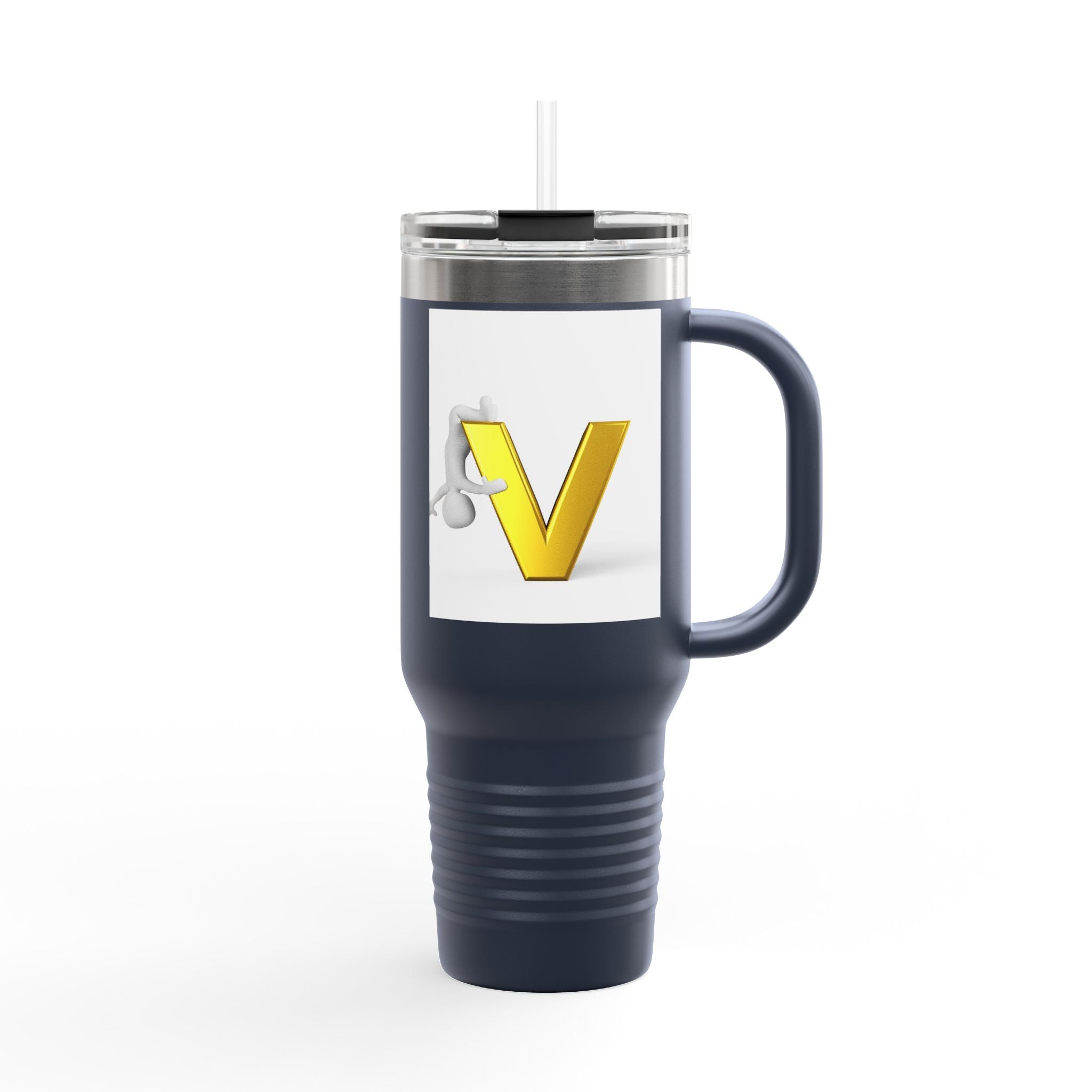 Gold Letter V Monogram Travel Mug | 40oz Insulated Tumbler