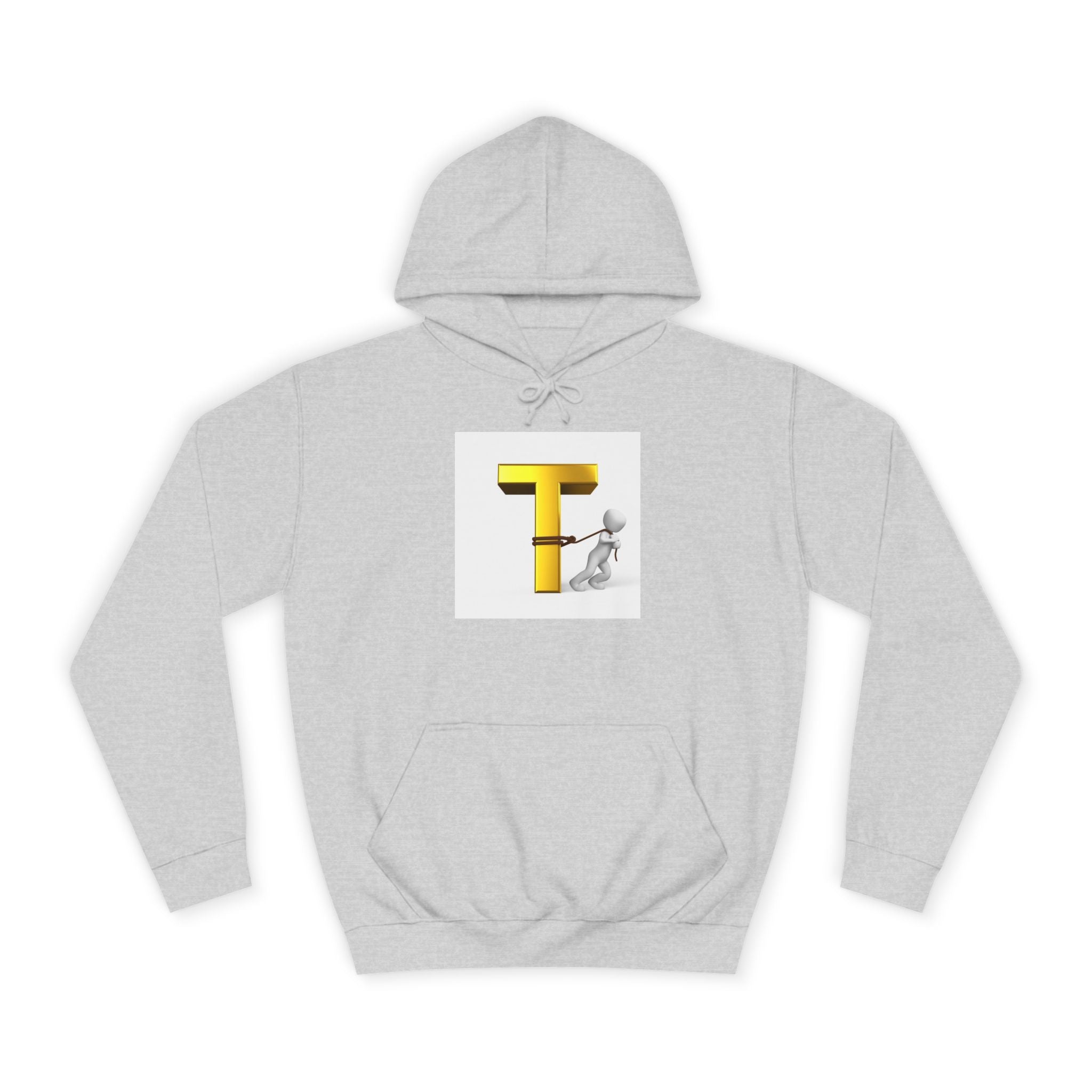 Letter T Mascot Pulling Block T Hoodie | Monogram Initial T Sweatshirt