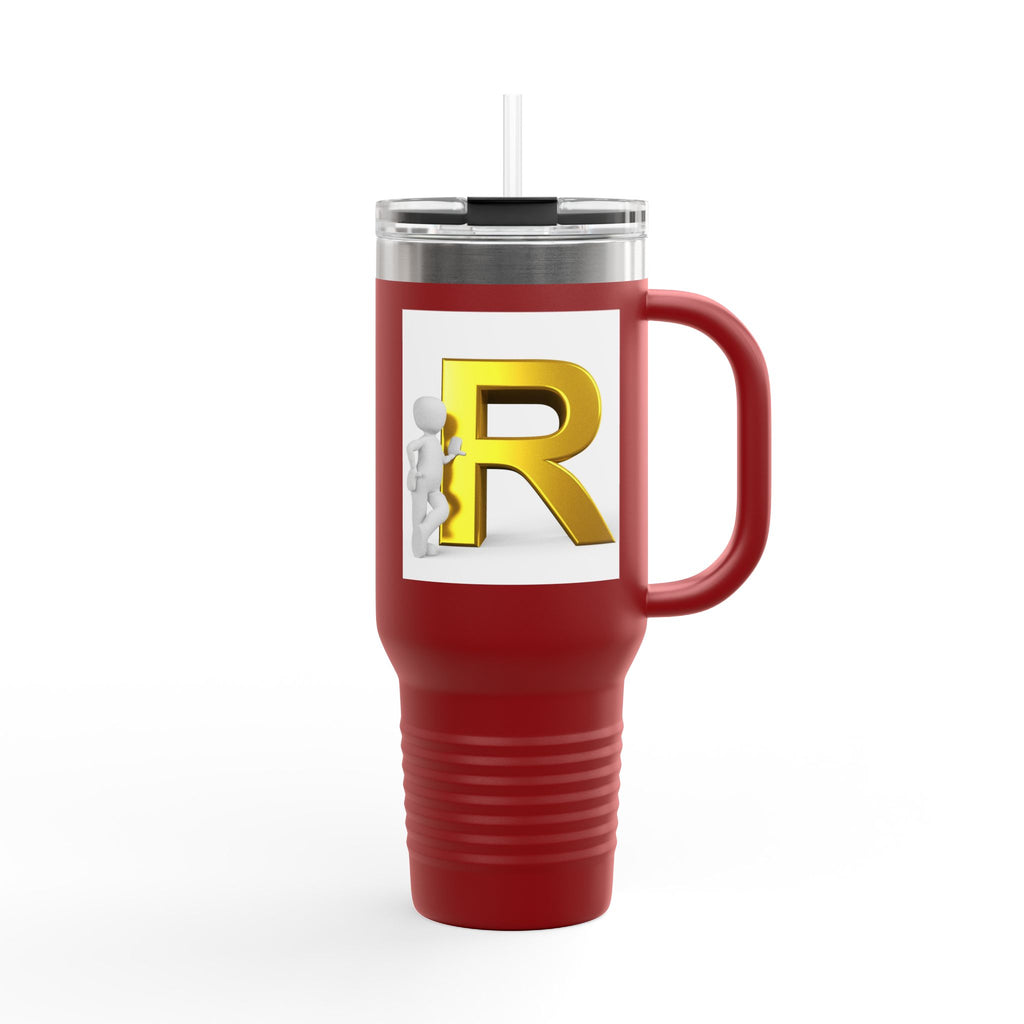 Gold 3D Letter R Initial Insulated Travel Mug | 40oz