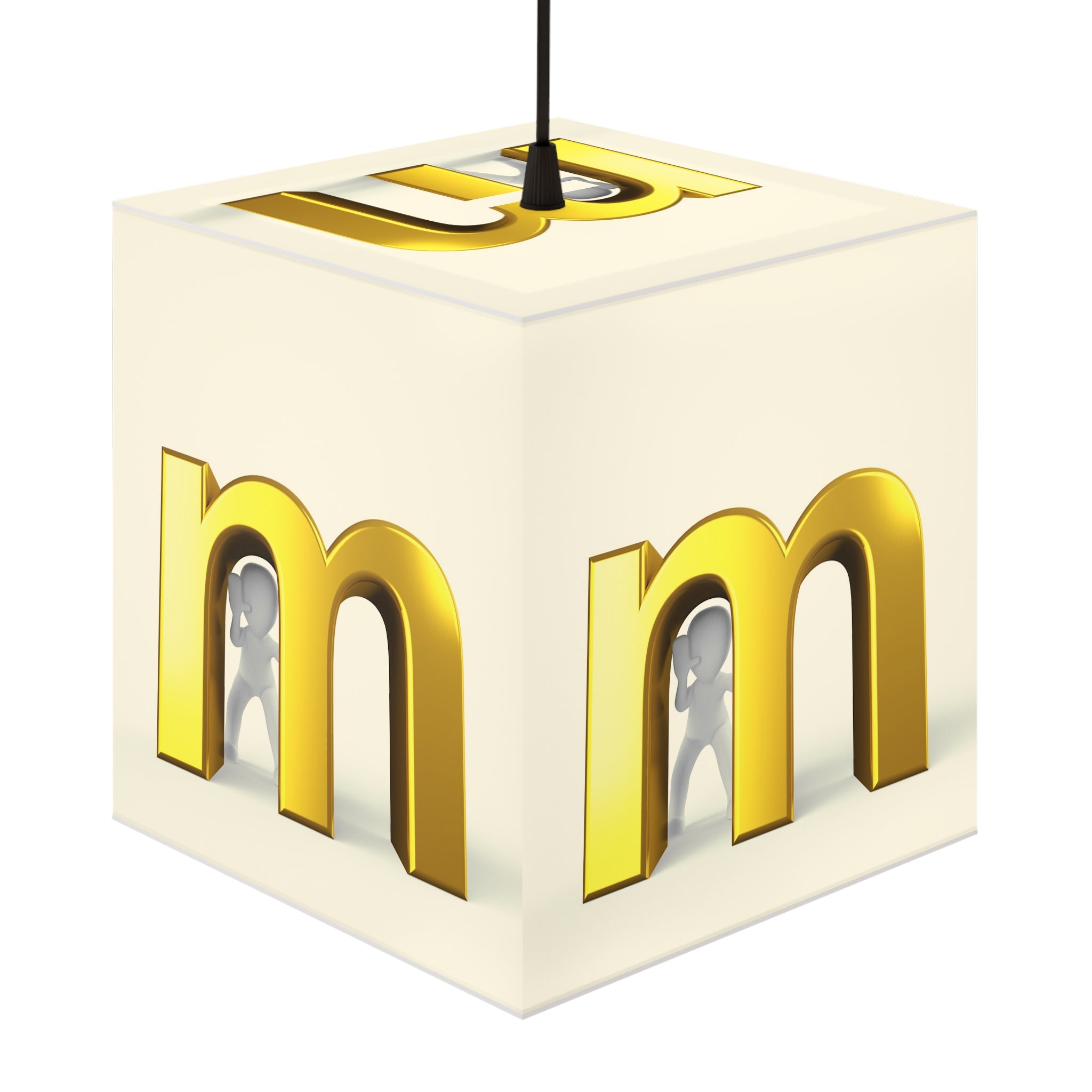 Gold Letter M Light Cube Lamp | Monogram Night Light, Modern Alphabet Decor