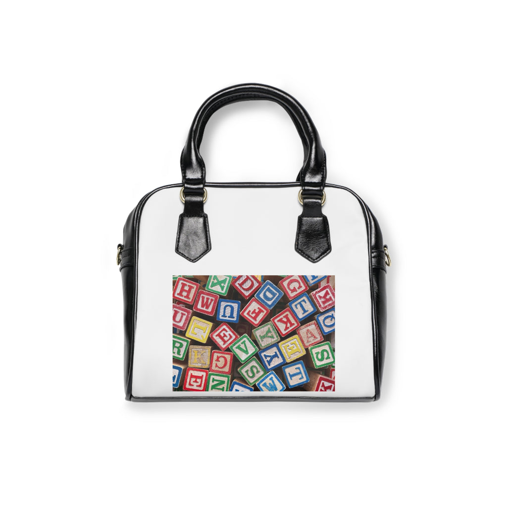 Alphabet Blocks Shoulder Handbag | Colorful Kids Letter Cube Print