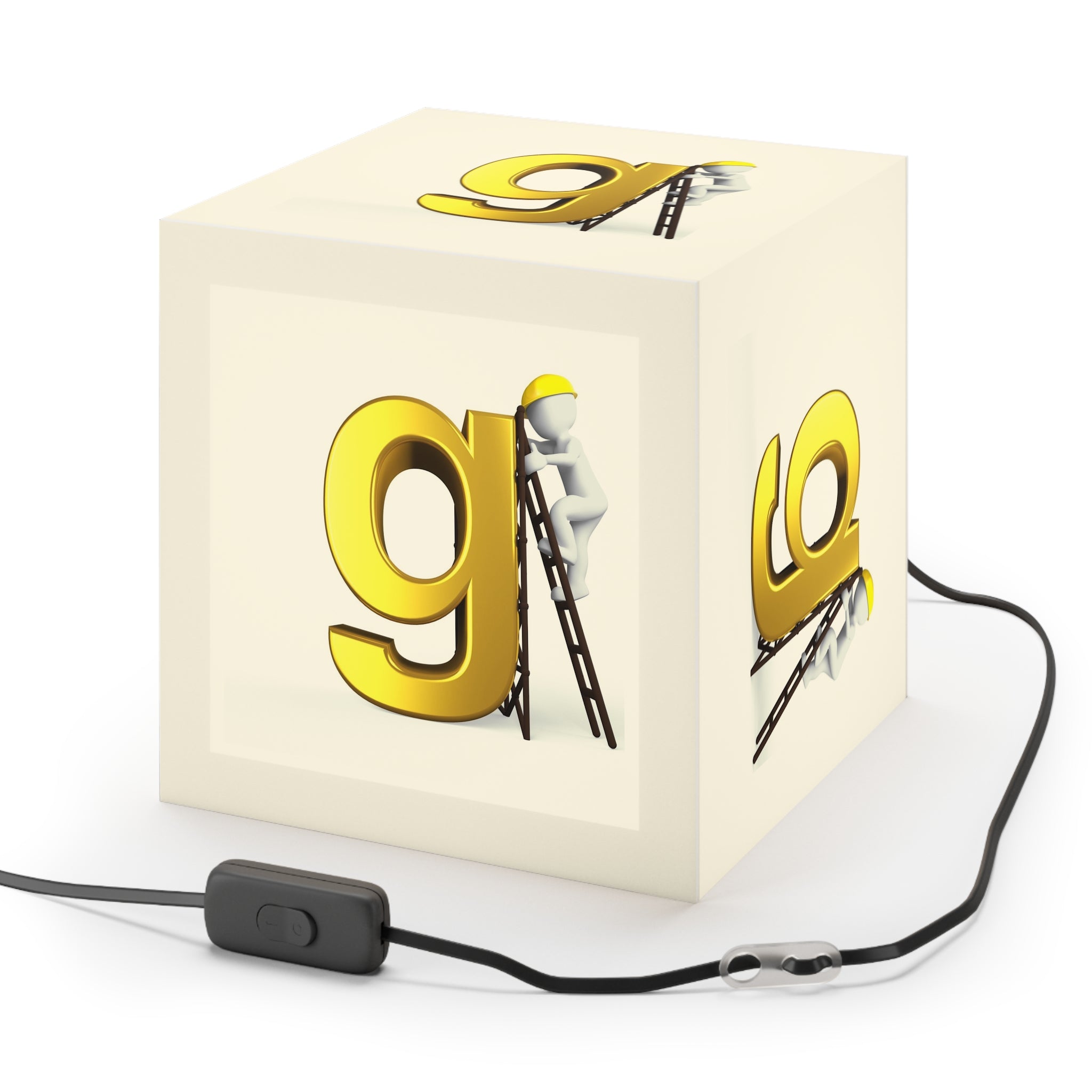 Golden Letter G Cube Lamp | Personalized Initial Light
