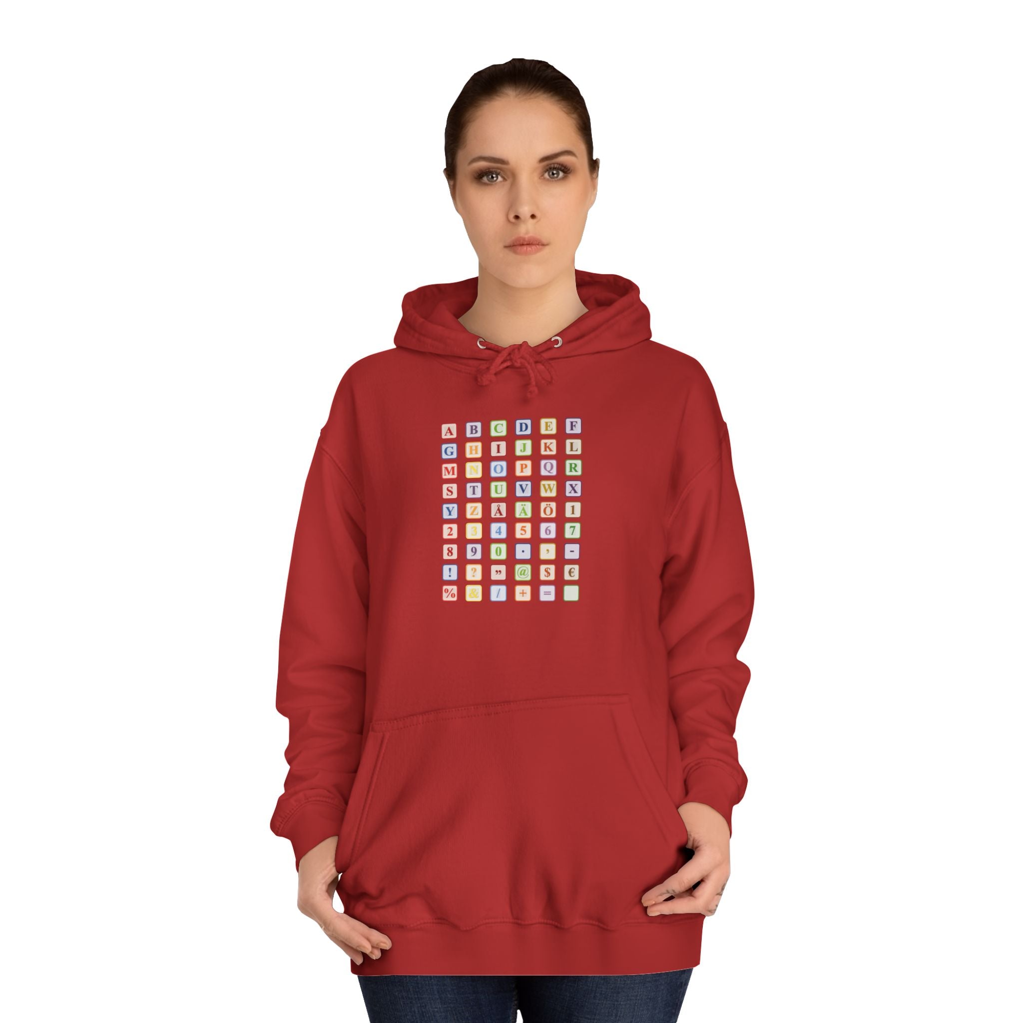 Alphabet Blocks Hoodie | Colorful Letter Grid, Back & Front Print