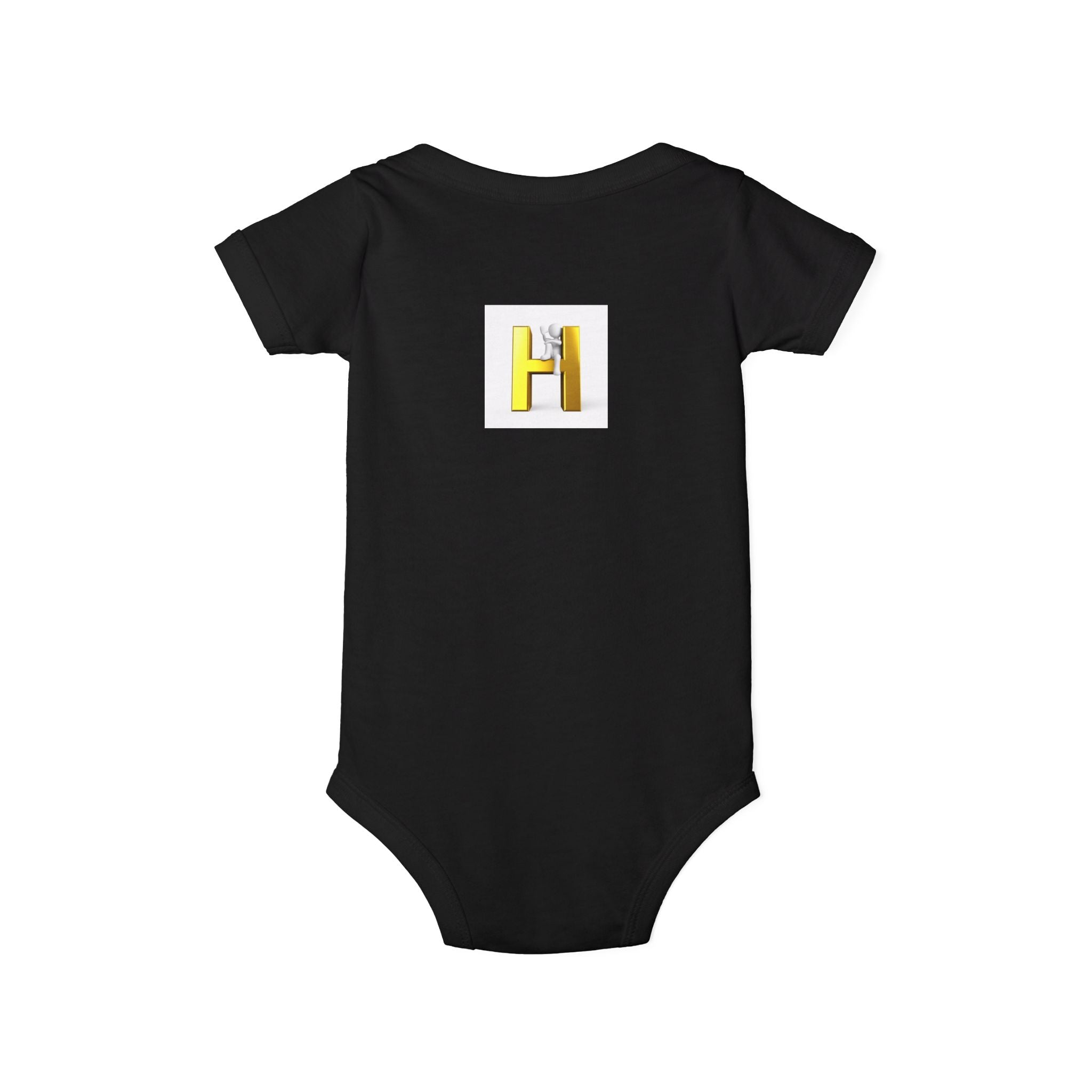 Yellow Letter H Initial Infant Onesie | Baby Monogram Bodysuit
