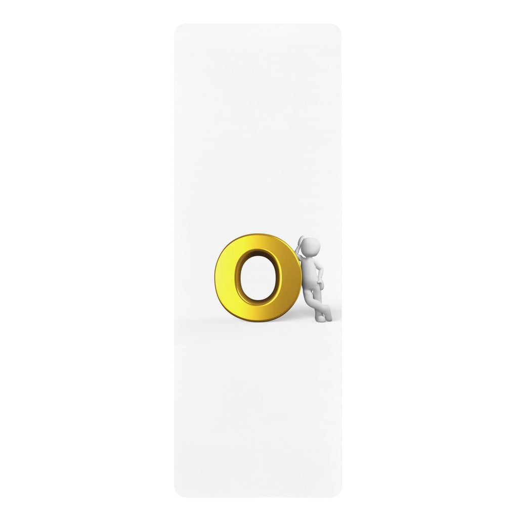 3D Figure Leaning on Gold O Letter Rubber Yoga Mat