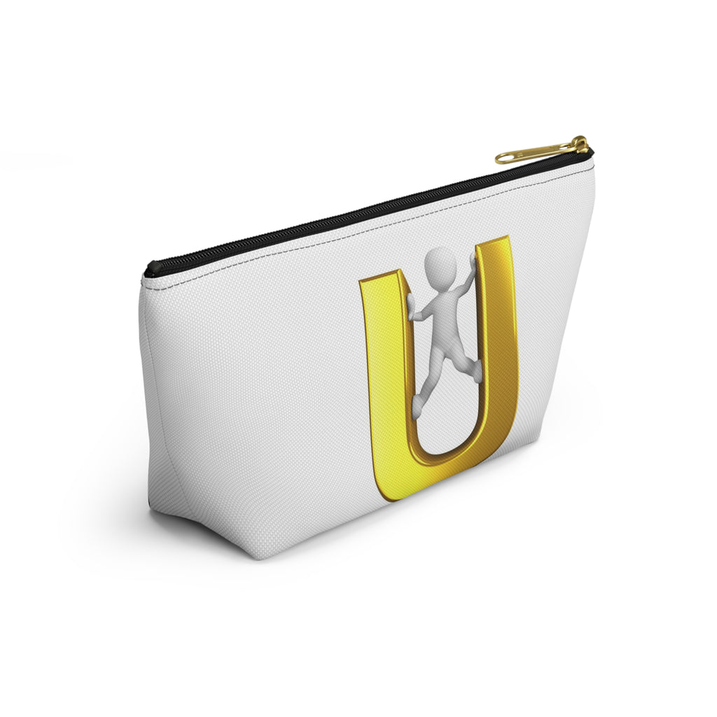 Gold Letter U with Climber Accessory Pouch | T-Bottom Zip Pouch