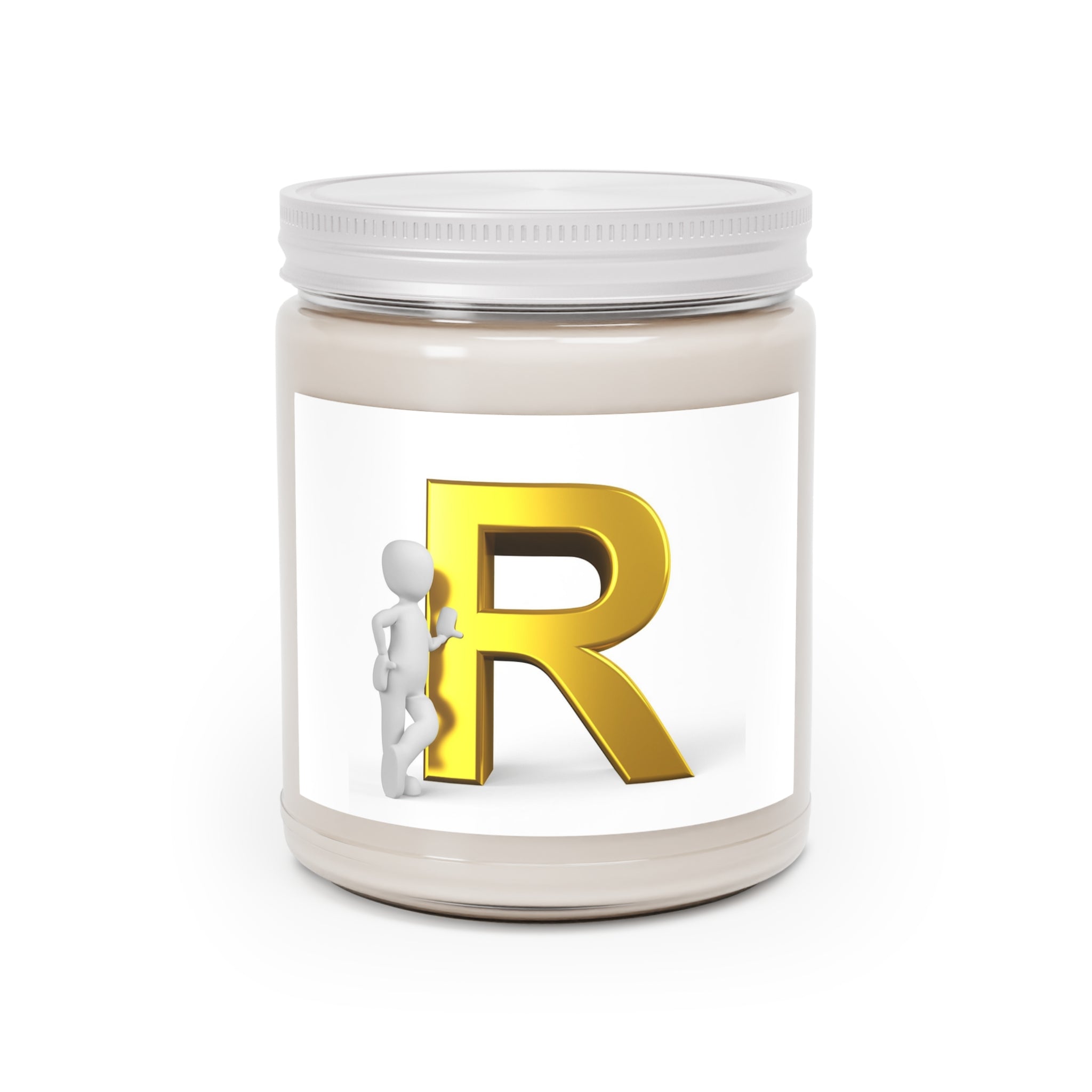 Scented Soy Candles with White Lid | Gold Letter R 9oz