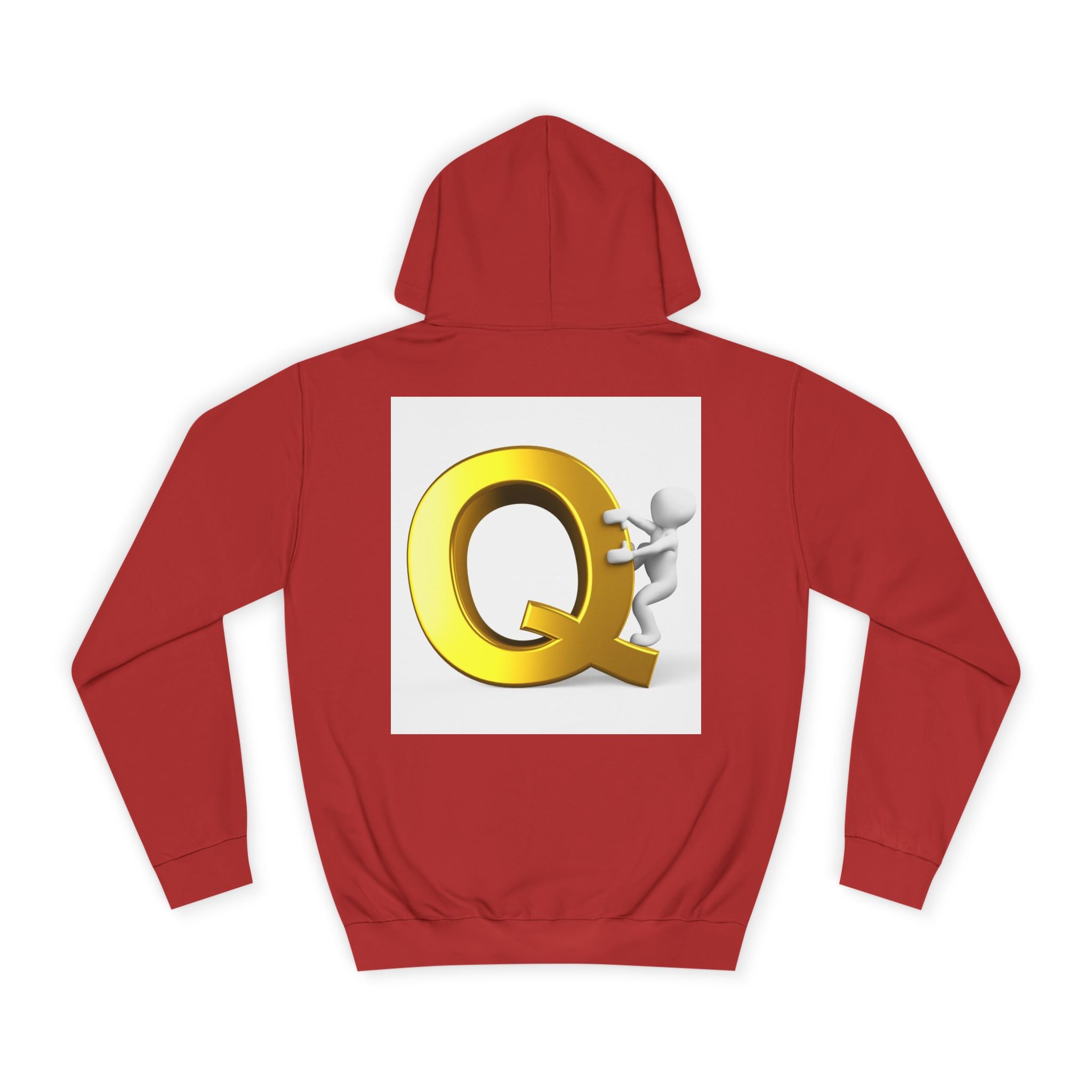 Golden Q Letter Hoodie | 3D Character Climbing Initial Sweatshirt