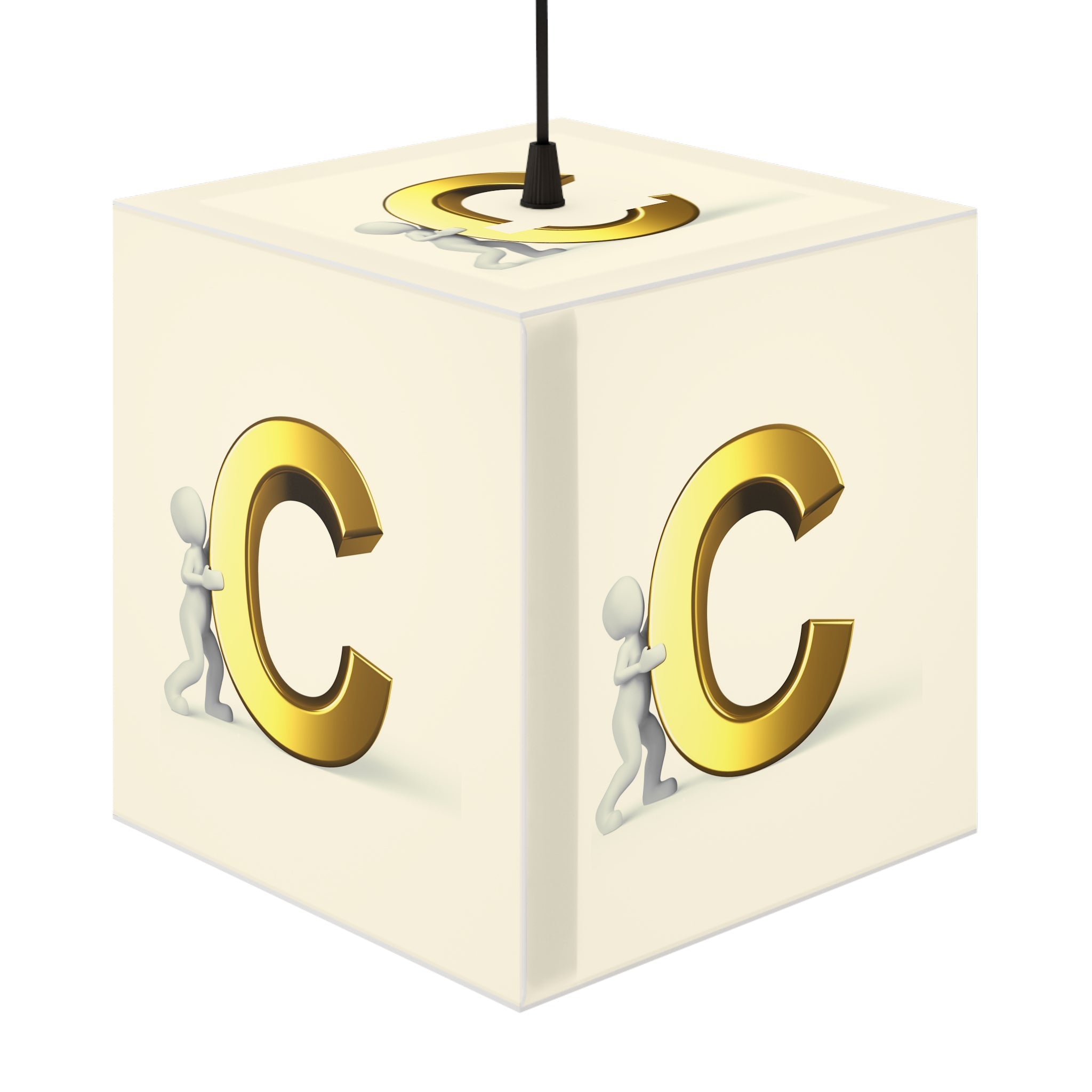 Gold Letter C Cube Lamp | Personalized Initial Light Cube