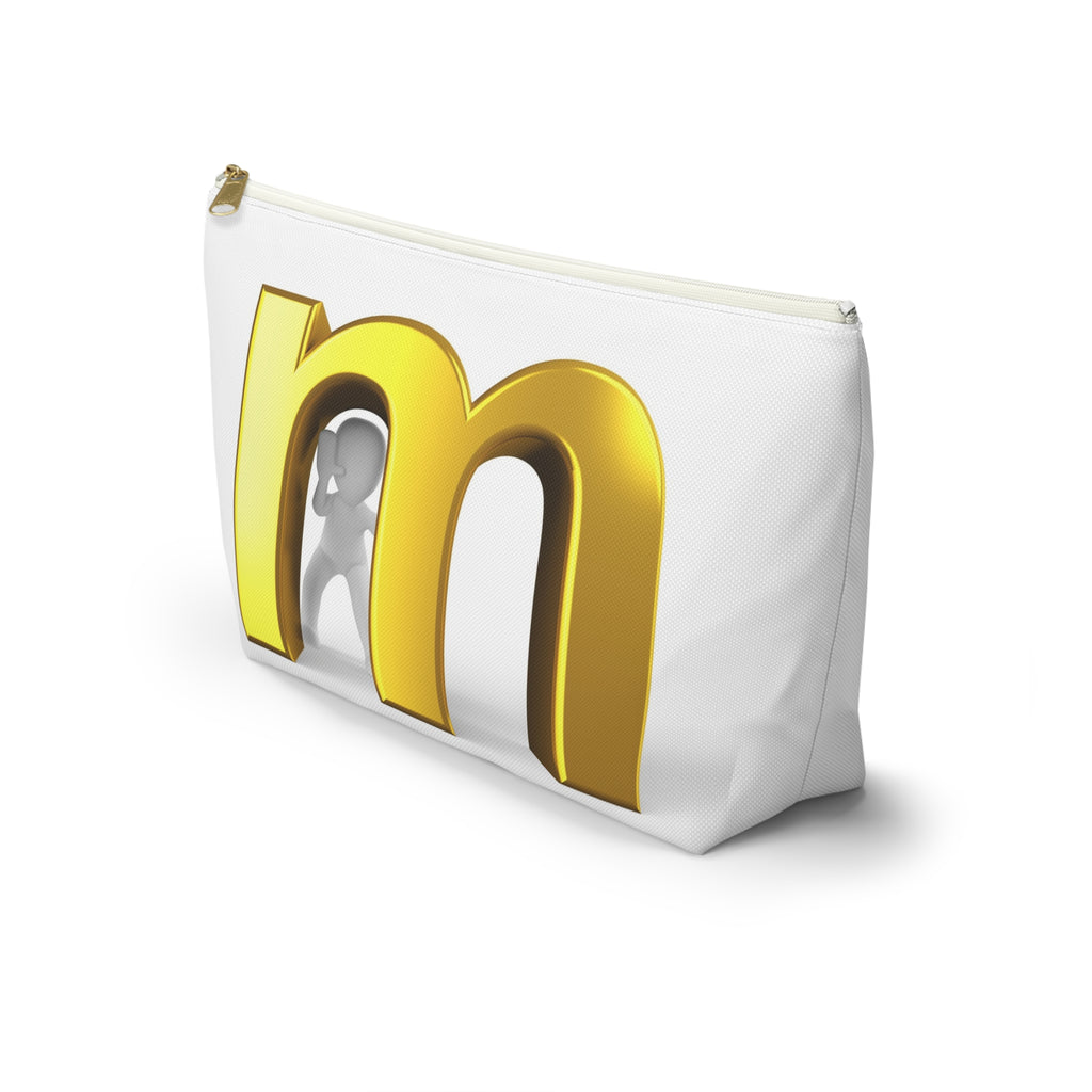 Gold Letter M Monogram Accessory Pouch | T-Bottom Makeup Bag