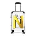 Golden Letter N Luggage Suitcase | Initial Monogram Travel Case