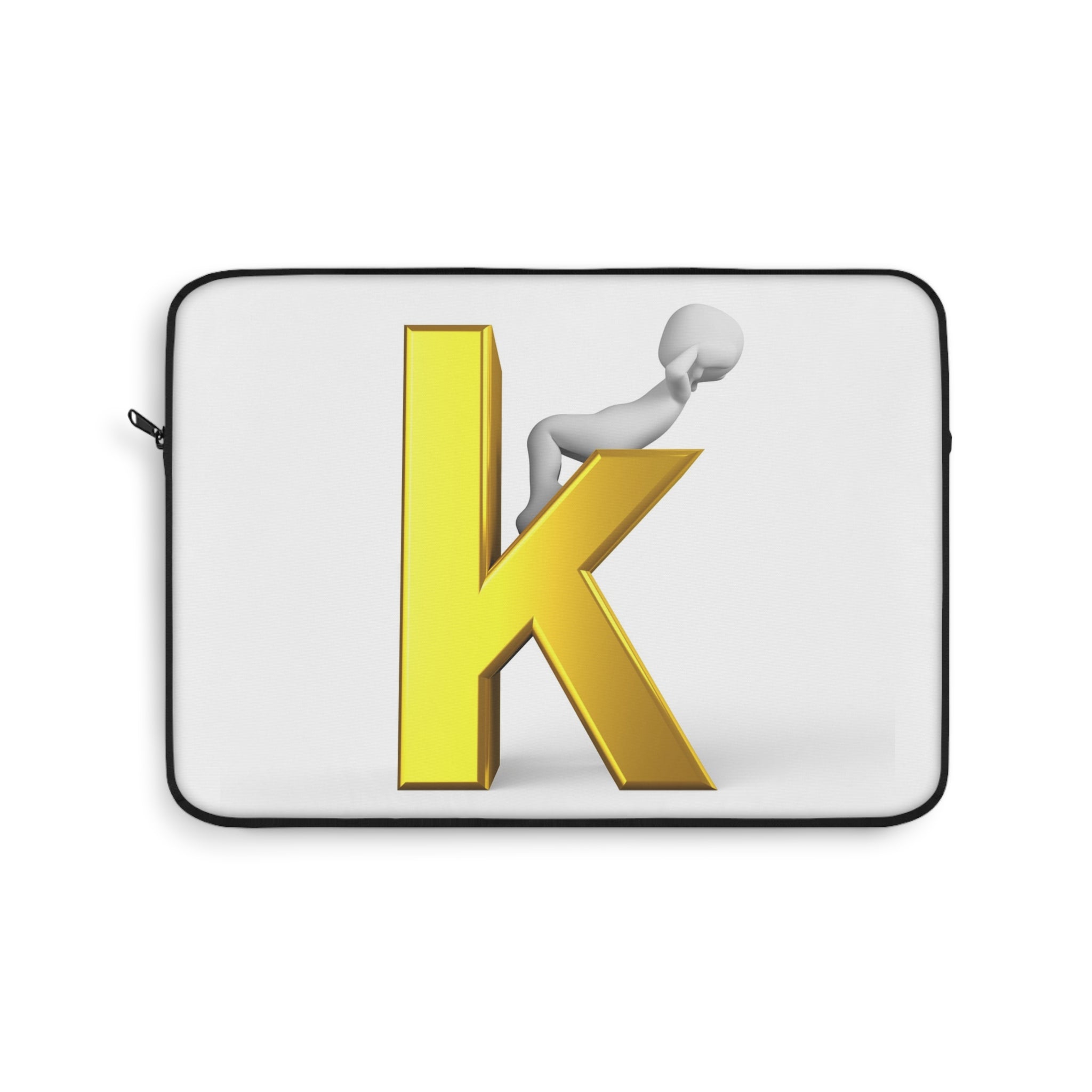Gold Letter K Monogram Laptop Sleeve | Initial K Notebook Case