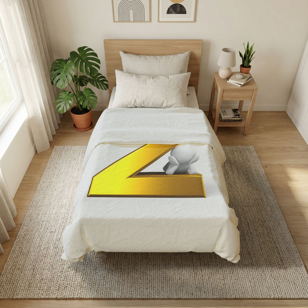 Gold Letter Z Initial Duvet Cover | Monogram Bedding