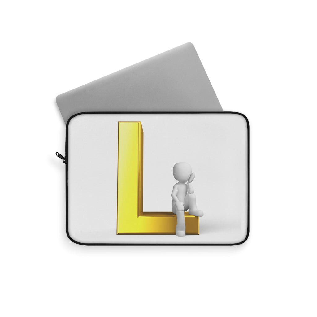 3D Letter L with Sitting Figure Laptop Sleeve | Monogram Initial L