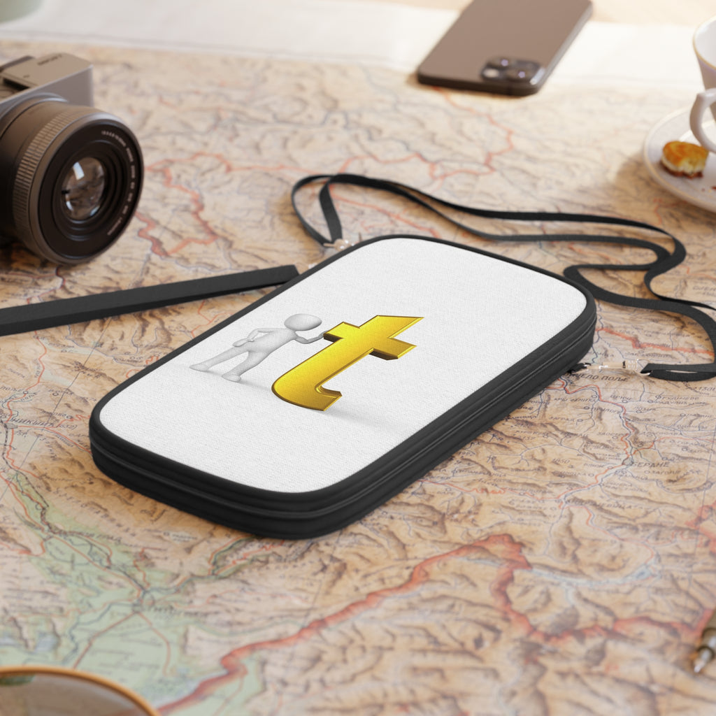 3D Gold T Letter Passport Wallet | Monogram Initial Travel Pouch