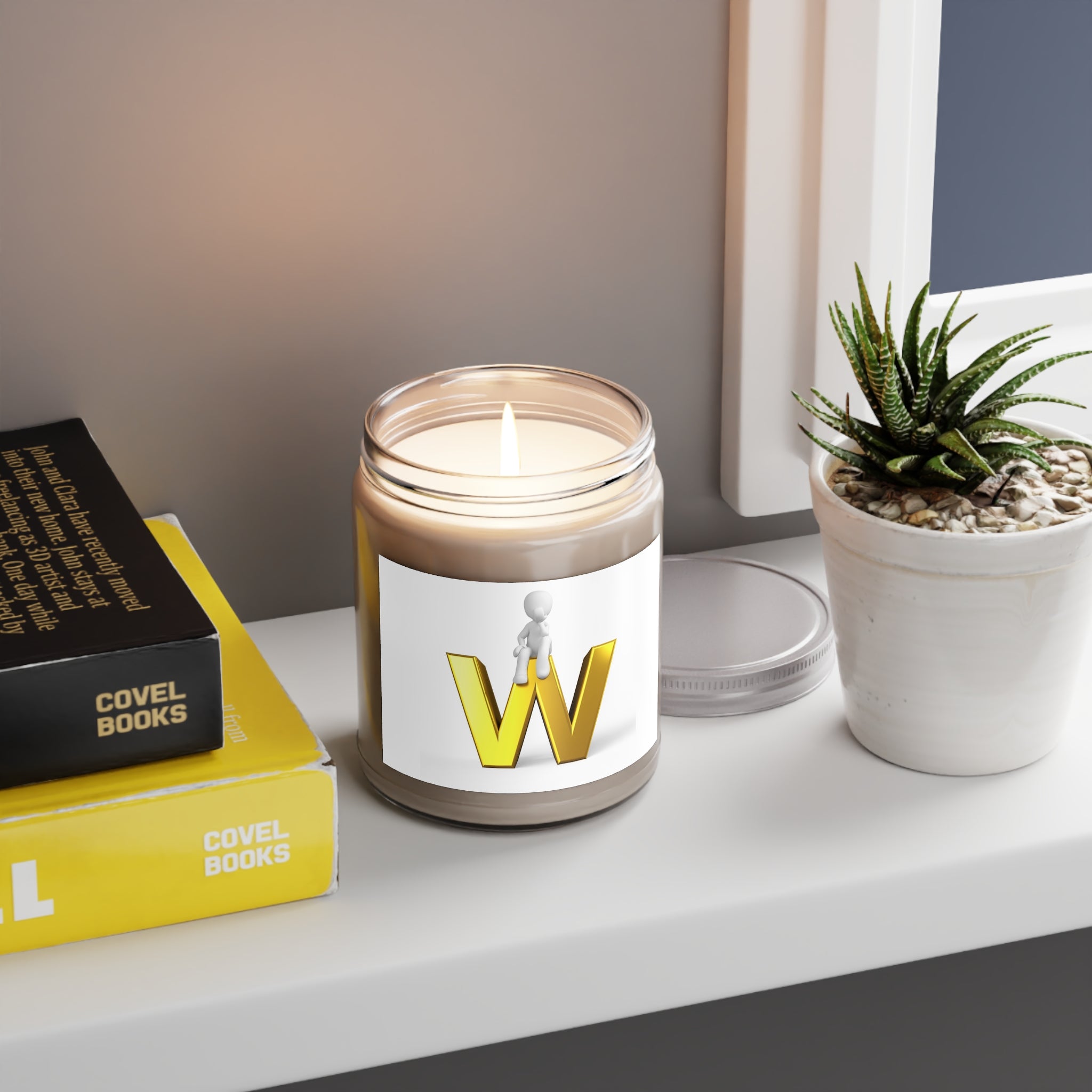 Gold Letter W Monogram Candle 9oz Soy Candle | White Lid