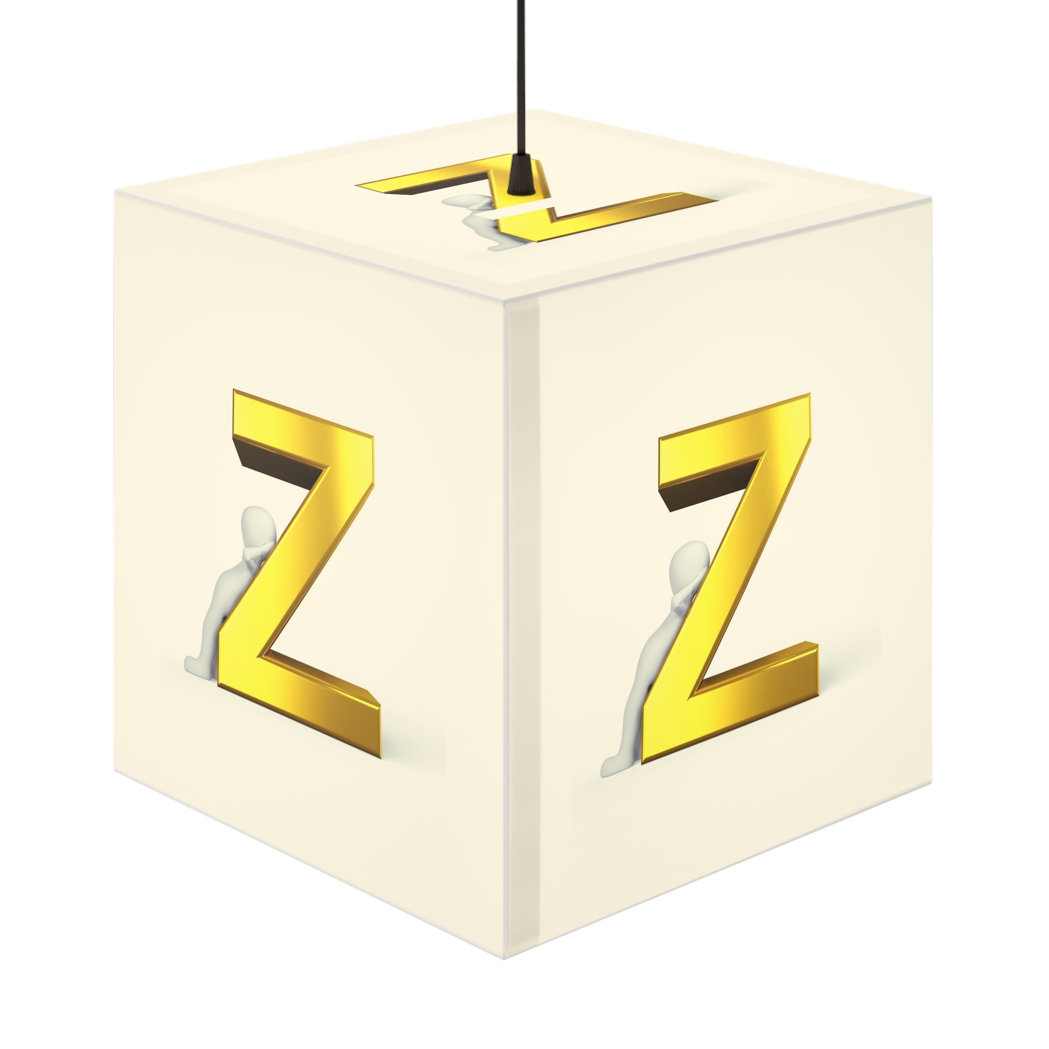 Gold Z Letter Cube Lamp | Modern Decorative Light