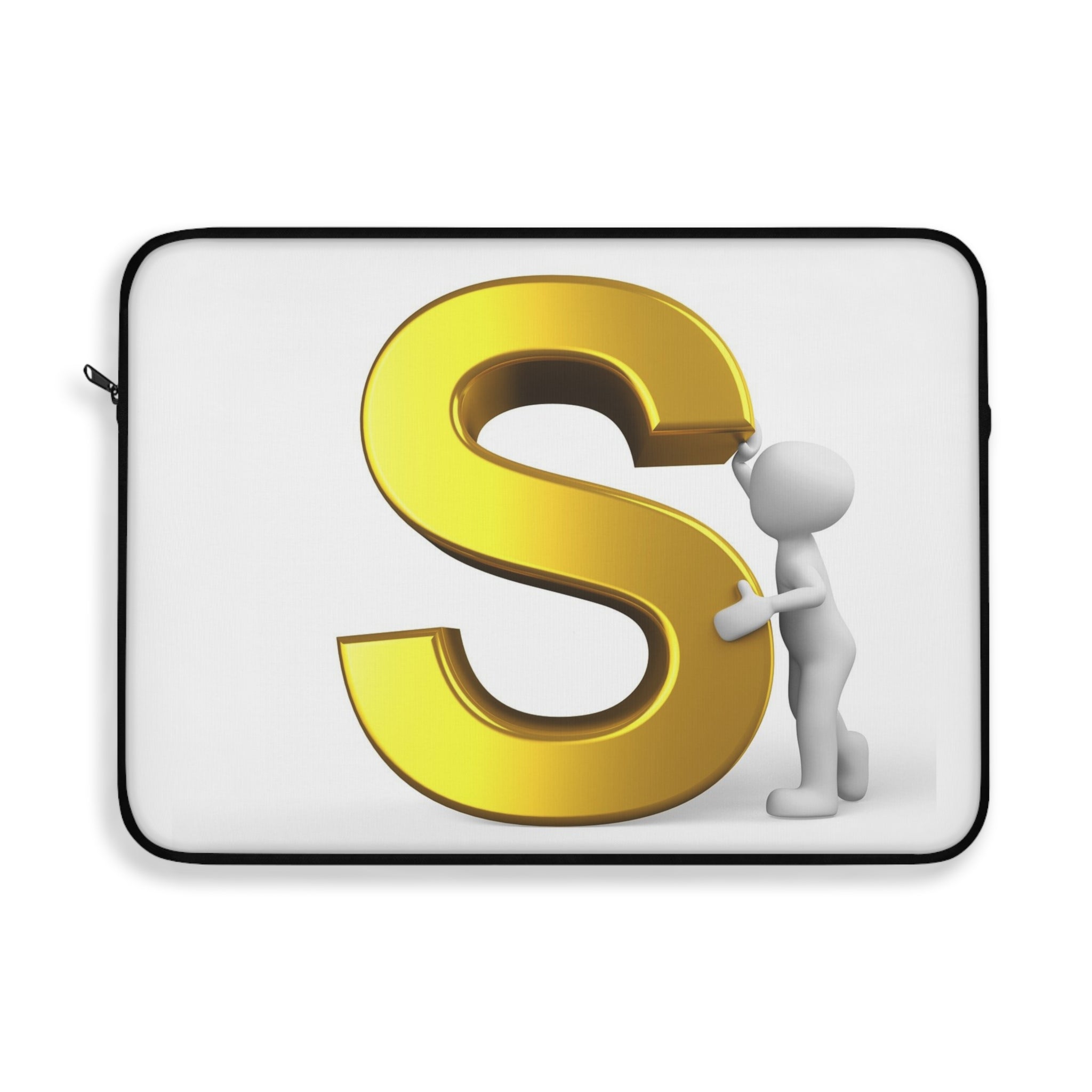 Gold Letter S with 3D Figure Laptop Sleeve | Monogram Initial S