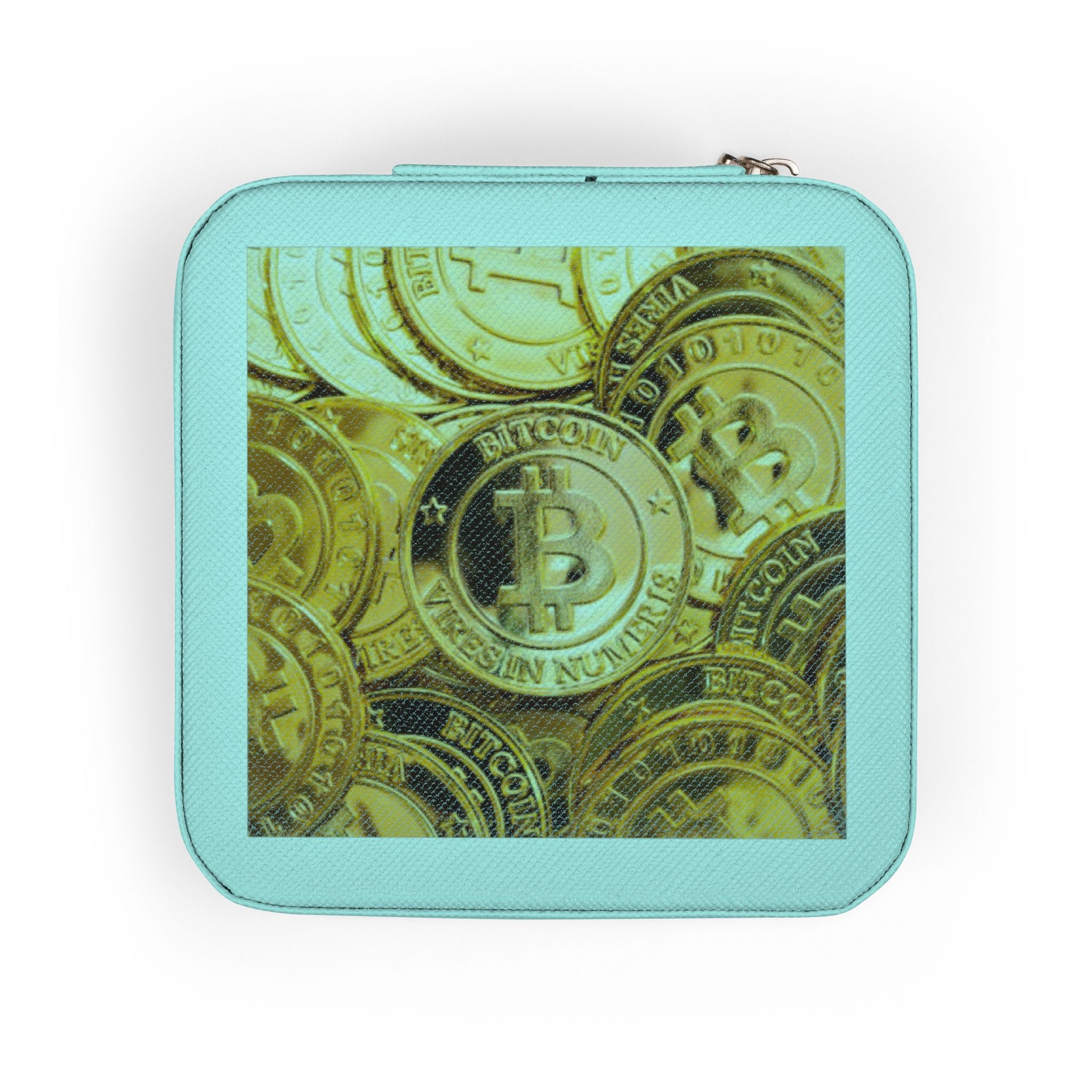 Bitcoin Pattern Jewelry Travel Case | Compact Portable Organizer