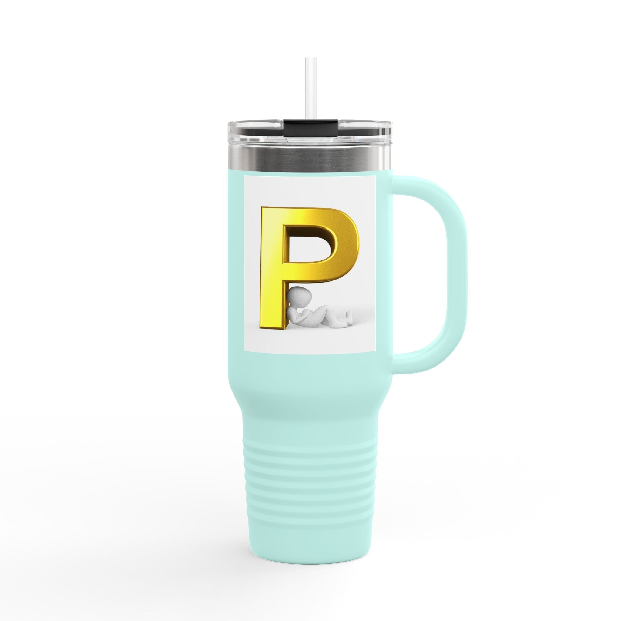 Gold Letter P Monogram Travel Mug | 40oz Insulated Tumbler