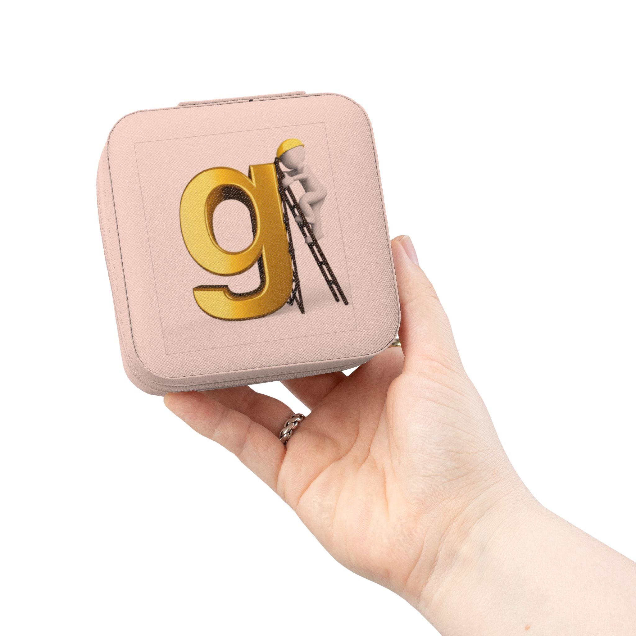Étui de voyage à monogramme G en or pour bijoux | organiseur de bijoux de voyage compact à fermeture éclair