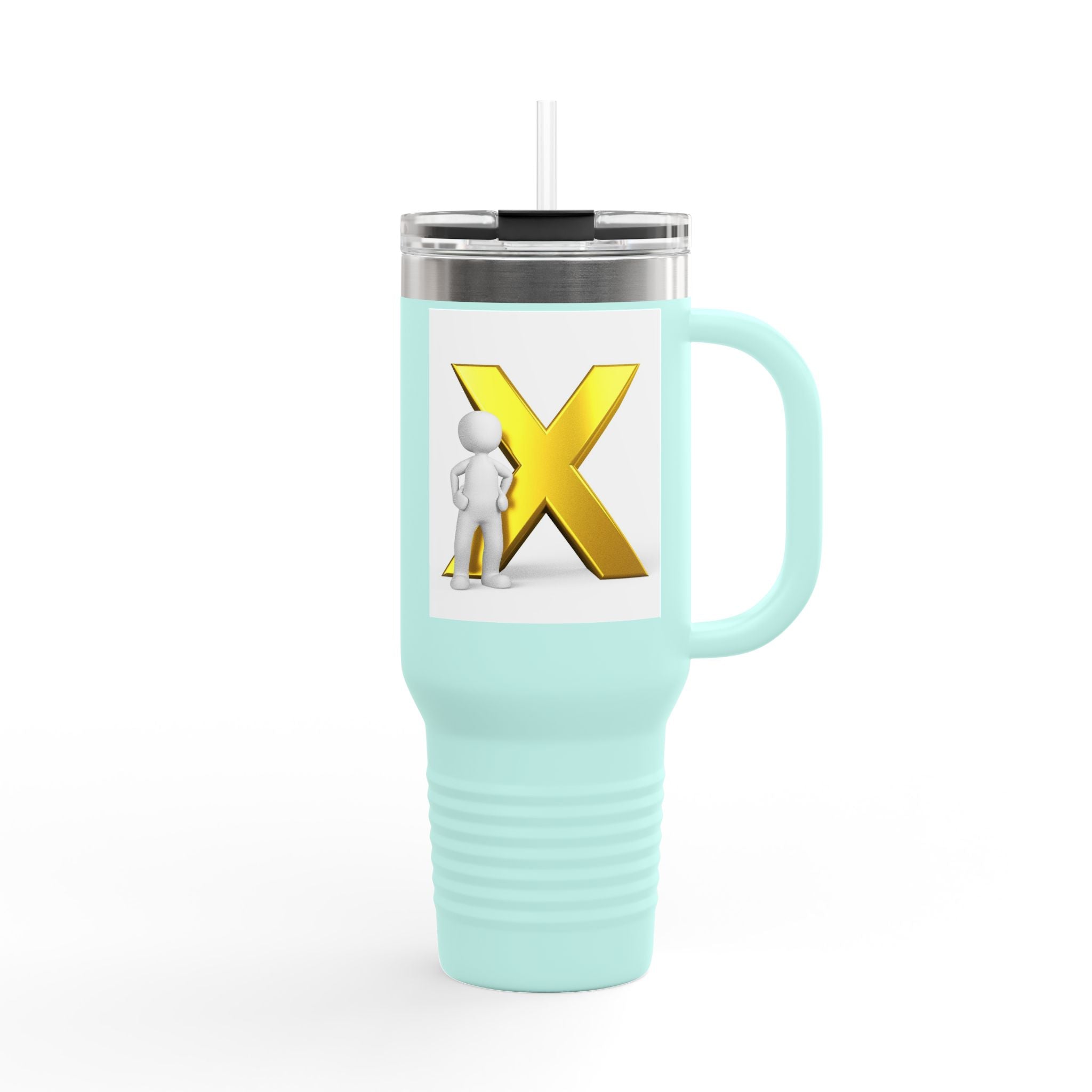 3D Person with Gold X Tumbler 40oz