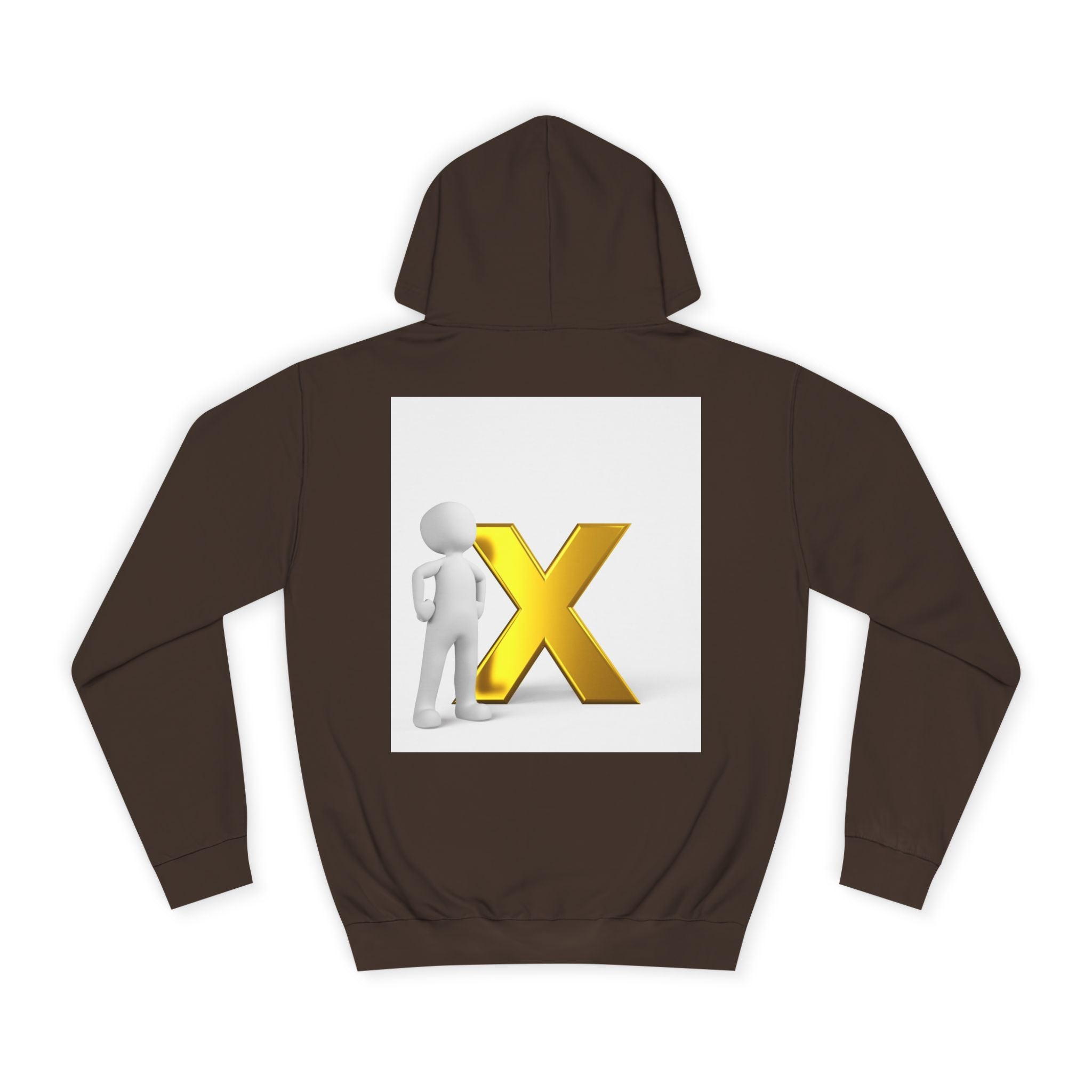 3D Figure Leaning on Gold X Hoodie | Letter X Initial Pullover