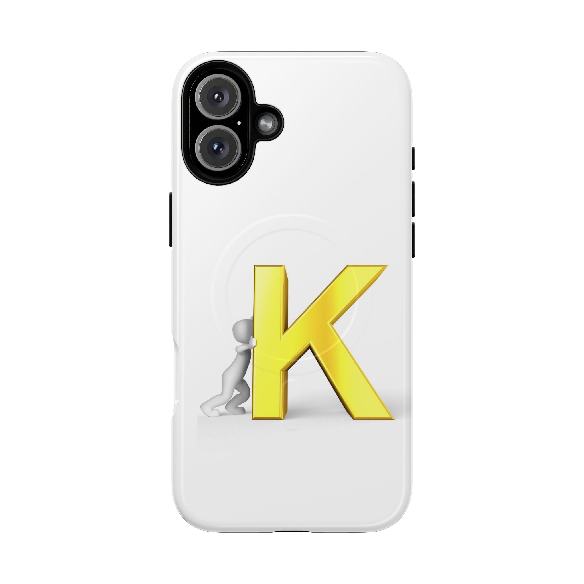 Yellow K Letter Phone Case | Tough Magnetic Case, Monogram Initial K