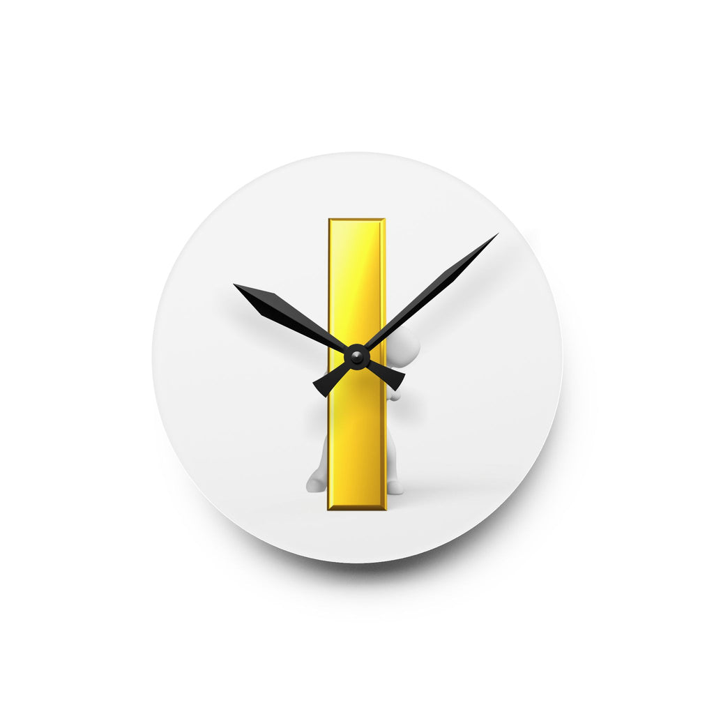 Minimal Gold Letter i Acrylic Wall Clock | Modern Geometric Decor