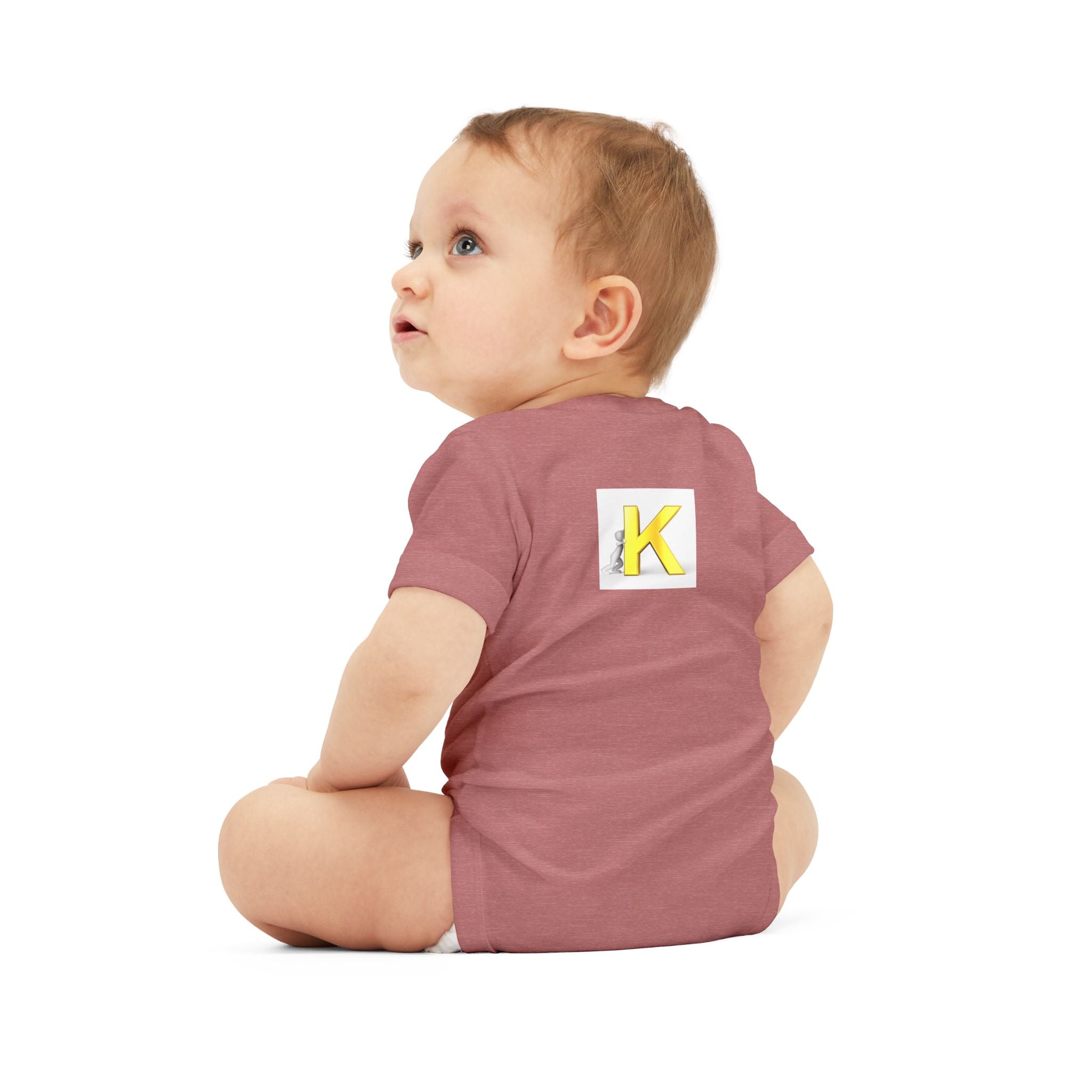 Yellow Letter K Monogram Baby Bodysuit | Infant Onesie Initial