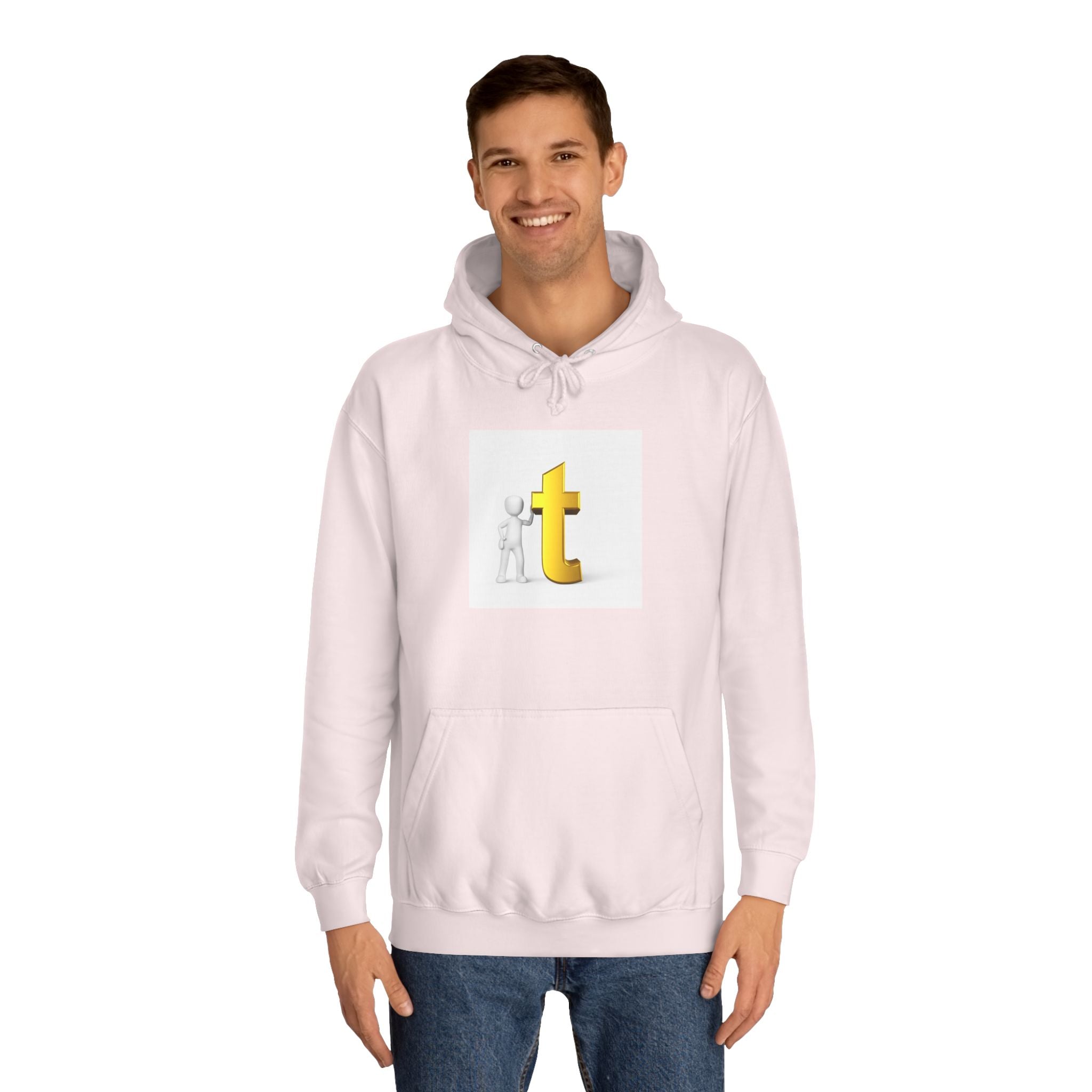 3D Gold Letter T Hoodie | Minimal Letterman Initial Sweatshirt