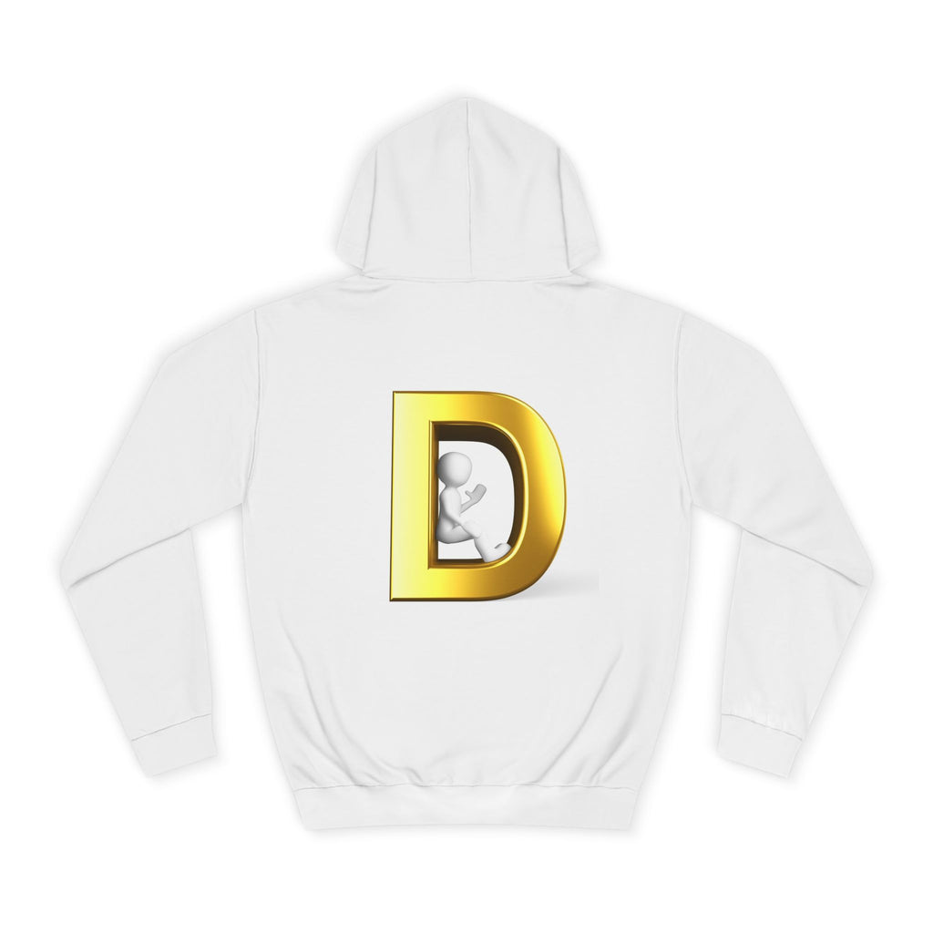 Gold Letter D Hoodie | Monogram Initial Sweatshirt, Metallic 3D Typography