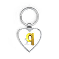 3D Gold Letter q Heart Keychain | Initial q Keyring, Personalized Monogram