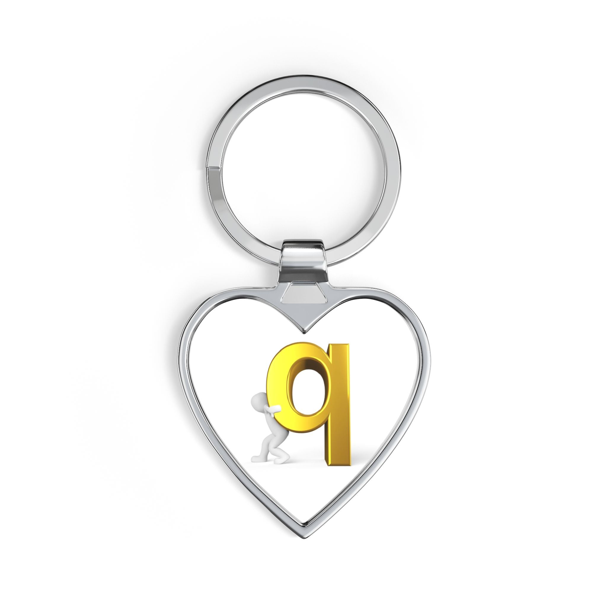 3D Gold Letter q Heart Keychain | Initial q Keyring, Personalized Monogram