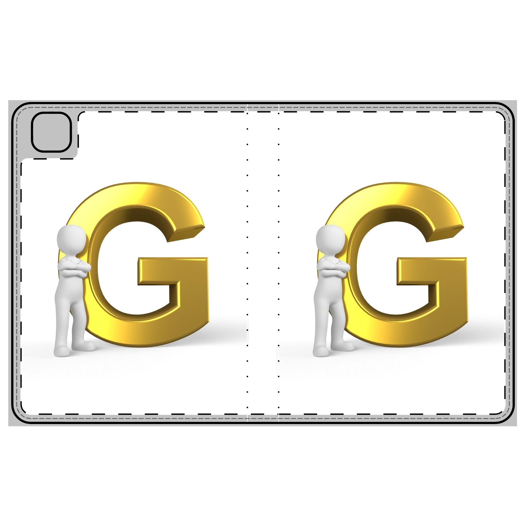 Étui Folio pour Tablette avec Monogramme Lettre G Dorée | Housse Initiale G
