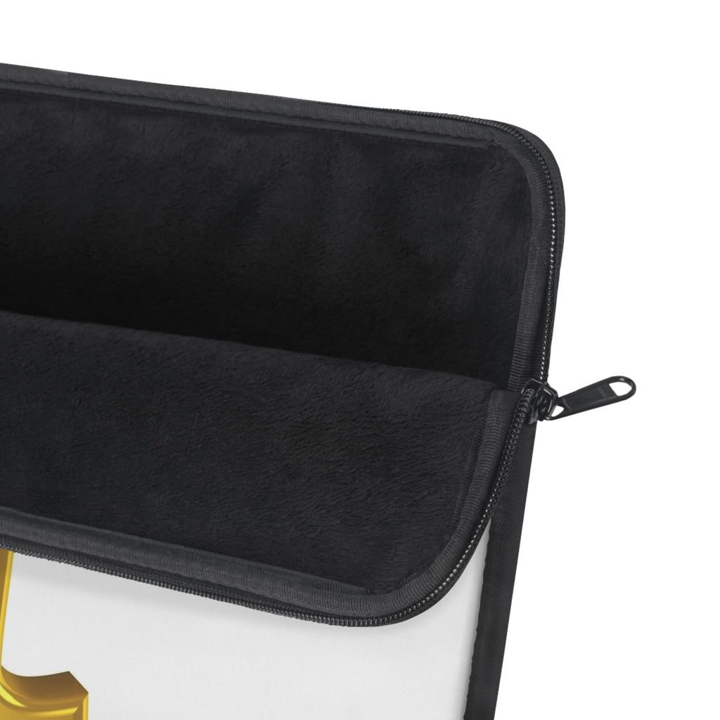 3D Figure with Gold Letter T Laptop Sleeve | Monogram Initial Case
