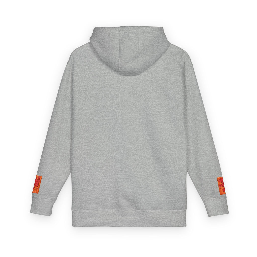 Orange Phoenix Pixel Art Hoodie | Square Chest & Sleeve Patch